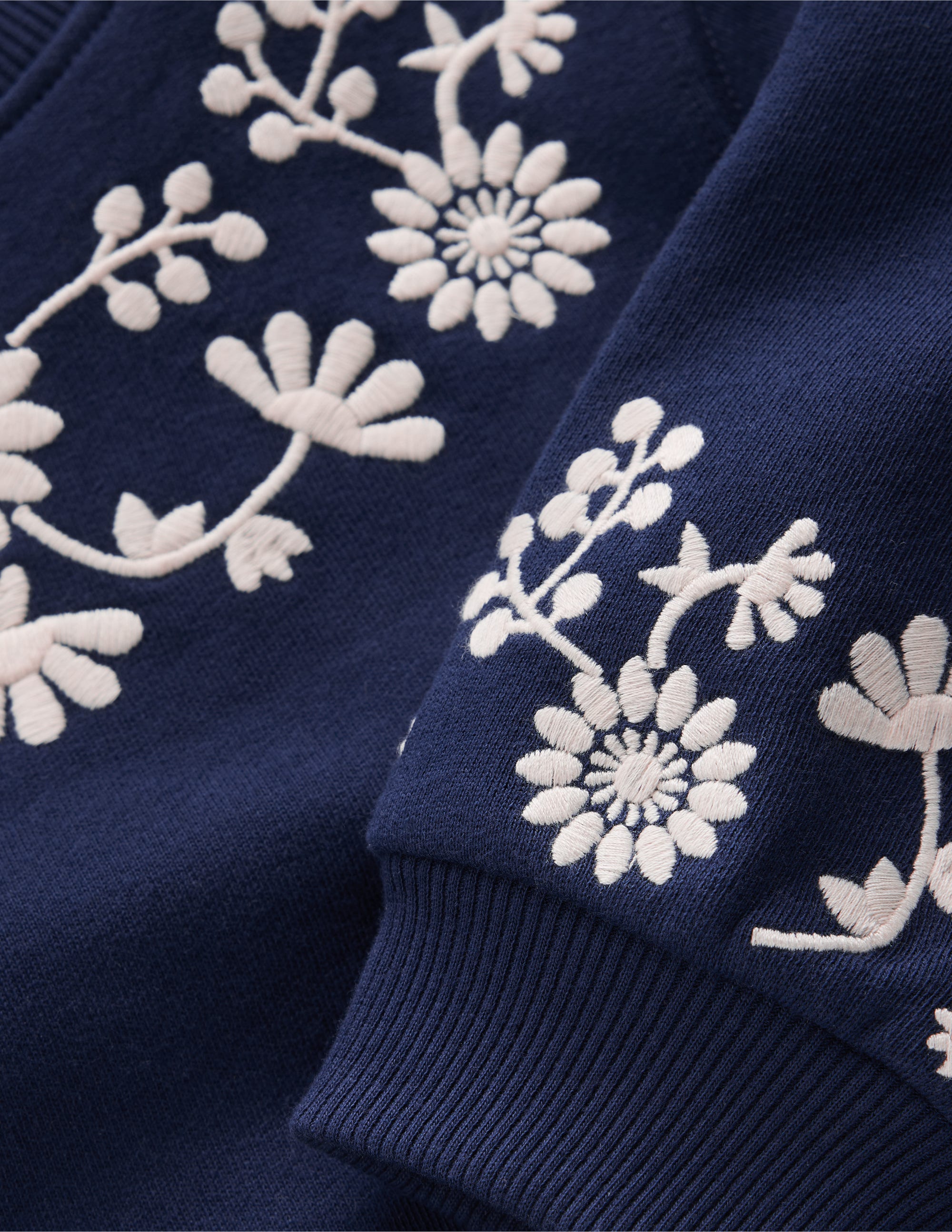 Ida Sweatshirt Appliqué Dress-Navy Floral Embroidery - Image 3