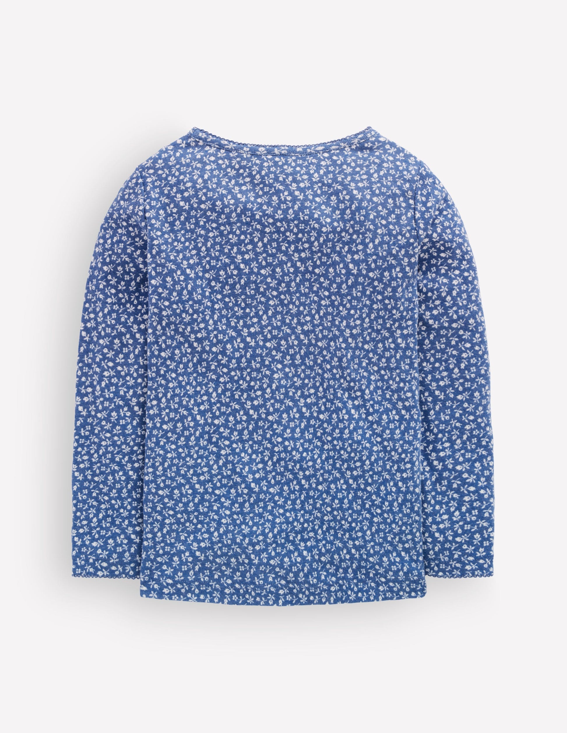Long Sleeve Pointelle Top-Bluejay Ditsy Floral-2