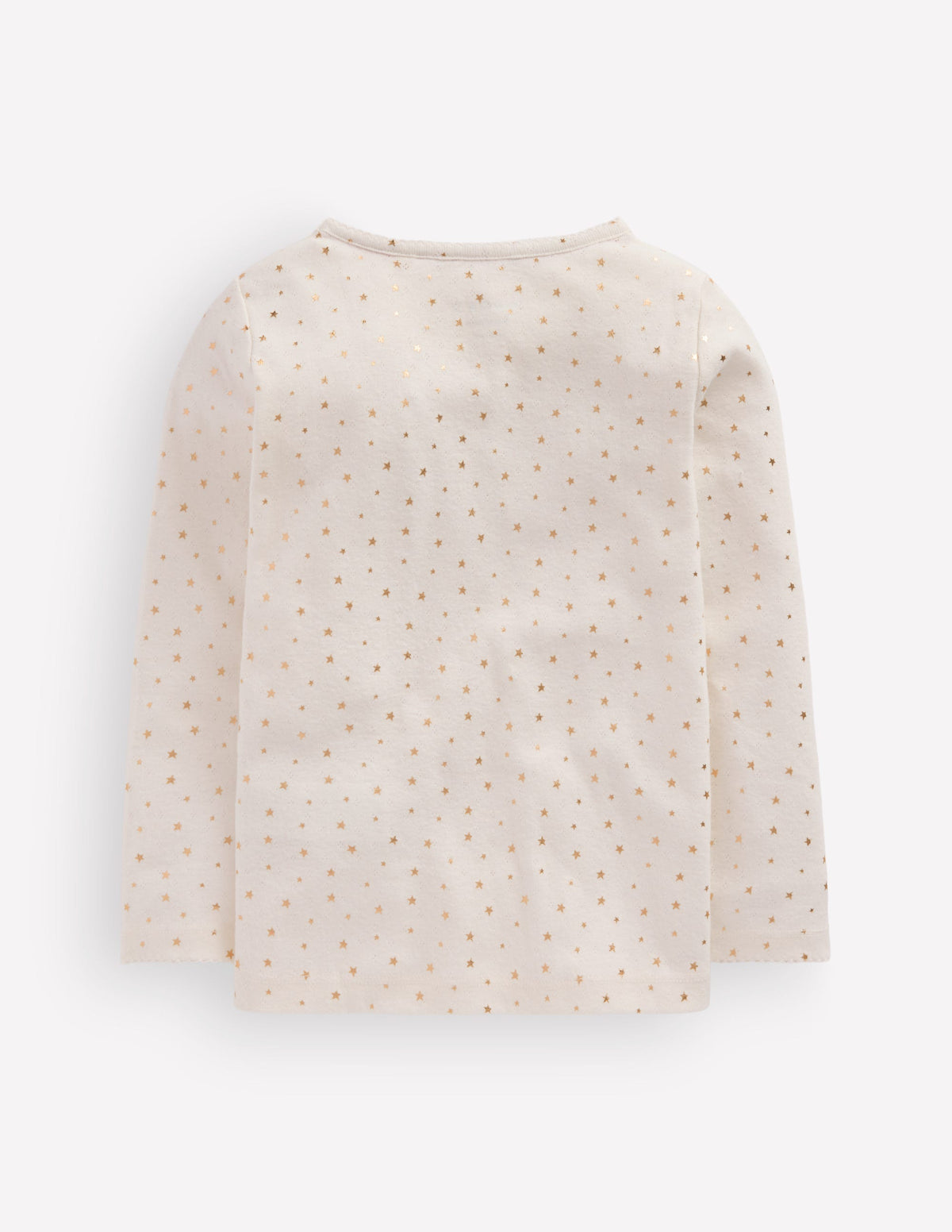 Long Sleeve Pointelle Top-Ivory Gold Foil - Image 2