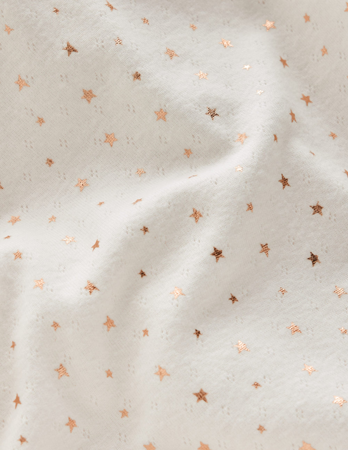 Long Sleeve Pointelle Top-Ivory Gold Foil-3