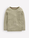 Long Sleeve Pointelle Top-Green Stripe
