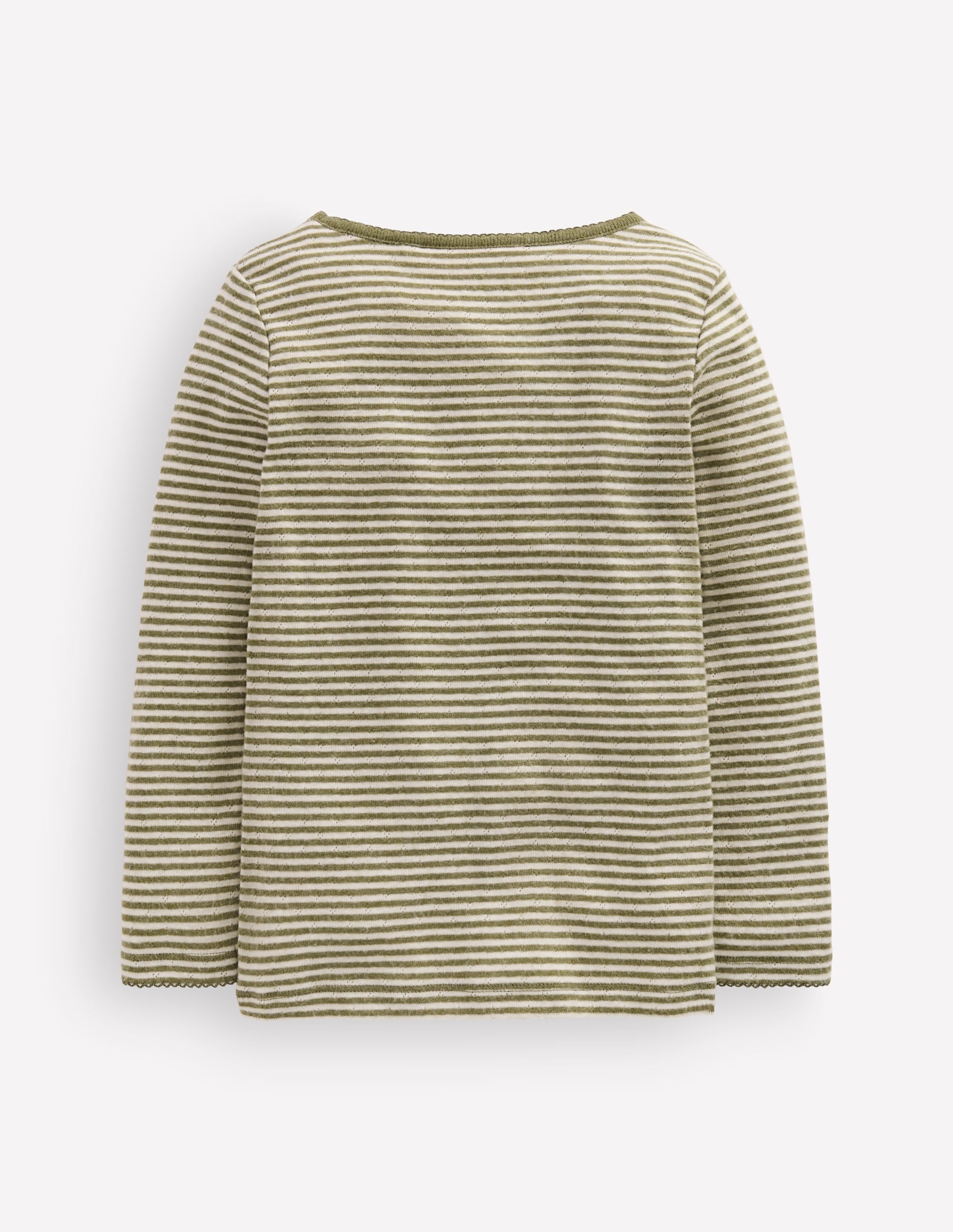 Long Sleeve Pointelle Top-Green Stripe - Image 2