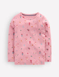 Long Sleeve Pointelle Top-Pink Swan Lake