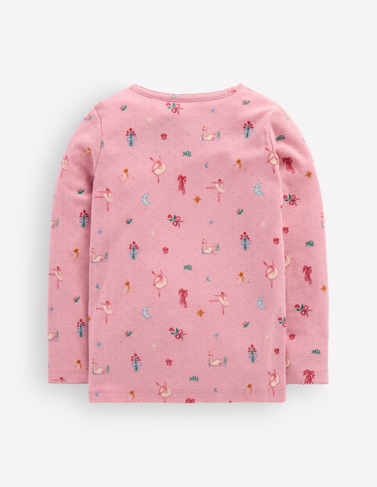 Long Sleeve Pointelle Top-Pink Swan Lake - Image 2