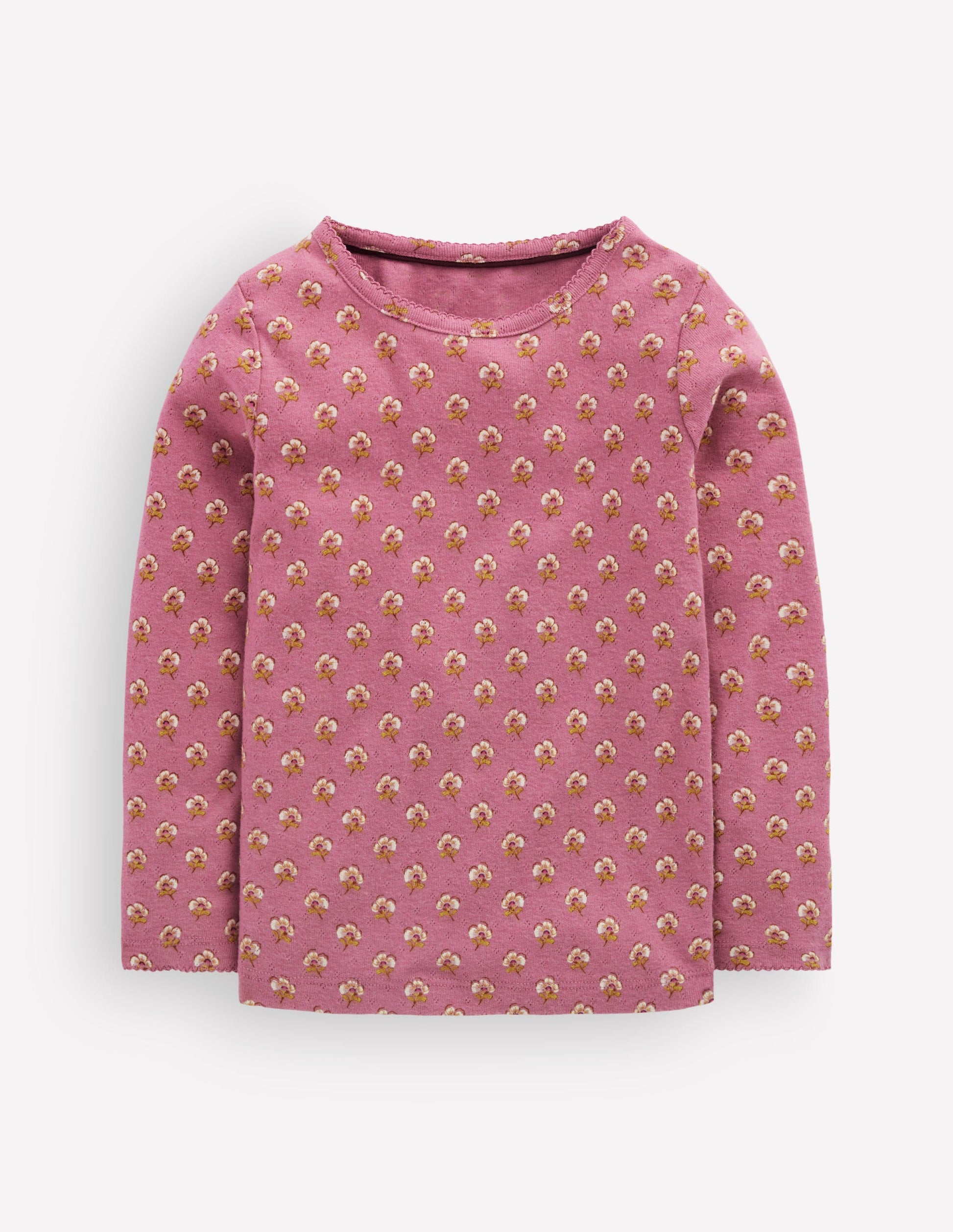 Long Sleeve Pointelle Top-Heather Rose Floral-1