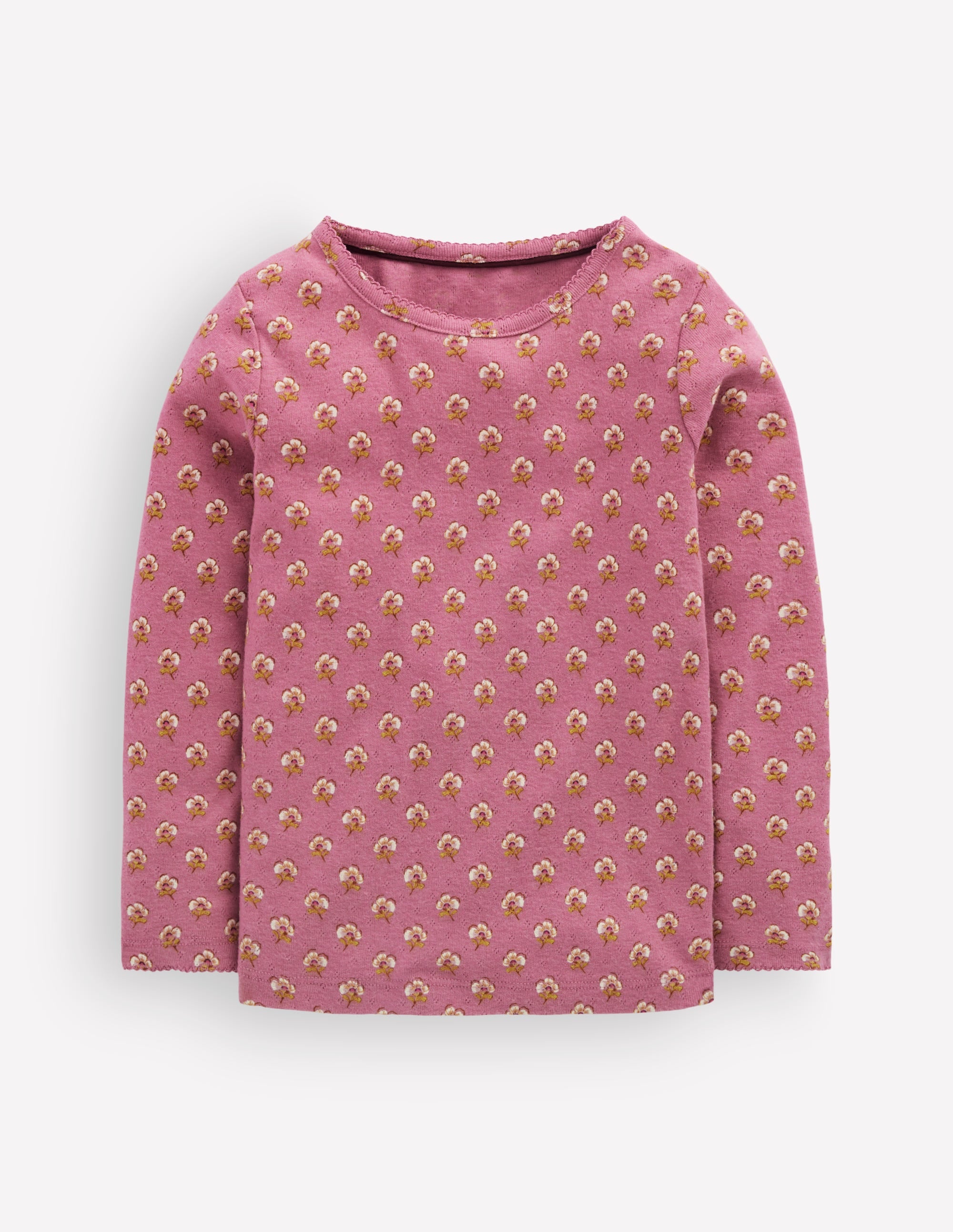 Long Sleeve Pointelle Top-Heather Rose Floral - Image 1
