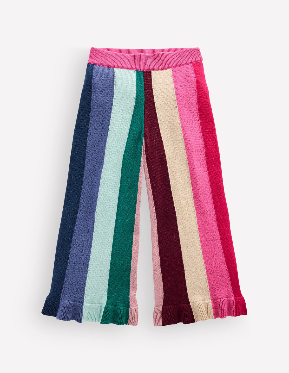 Knitted Sparkle Party Trousers-Rainbow Sparkle Stripe - Image 1