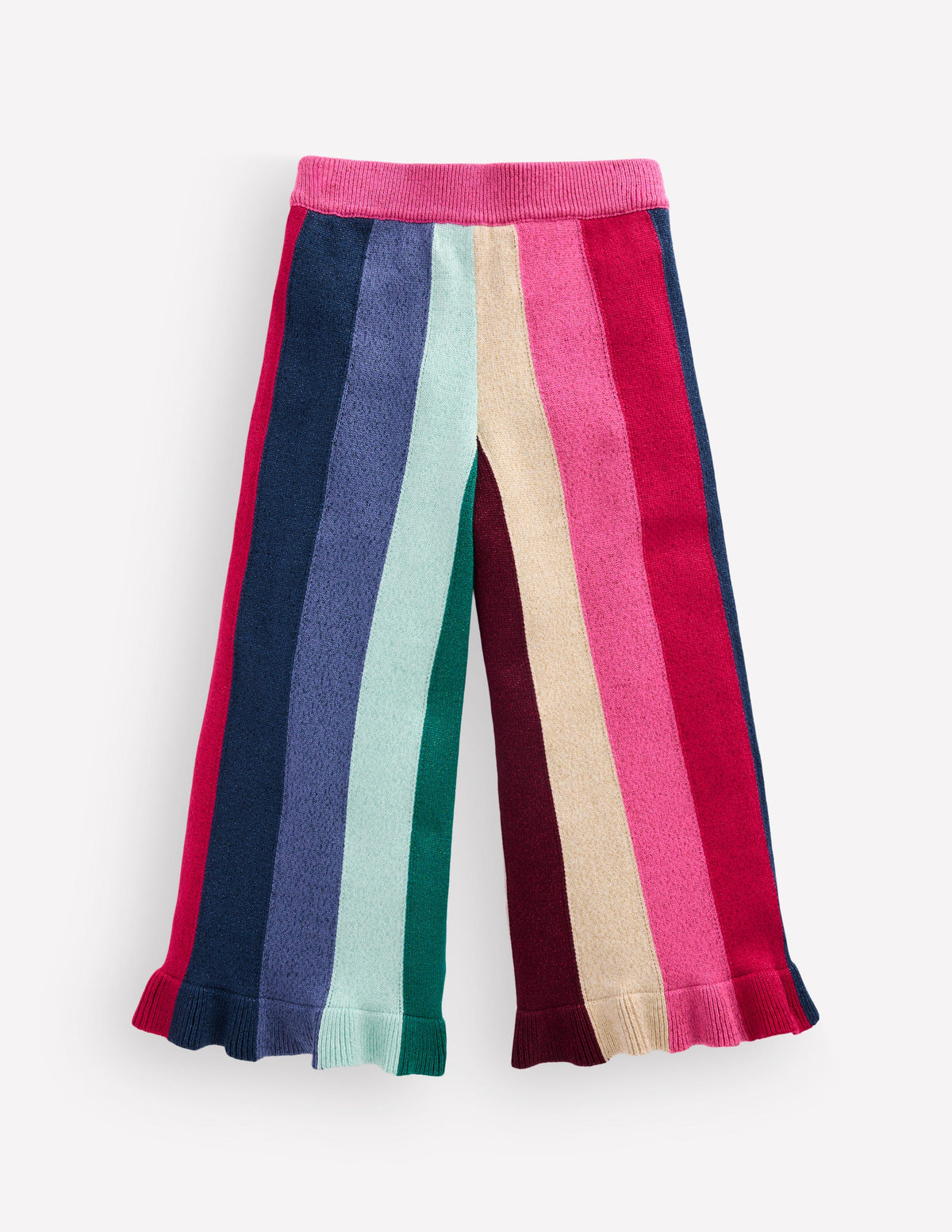 Knitted Sparkle Party Trousers-Rainbow Sparkle Stripe - Image 2