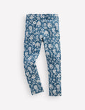 Fun Leggings-Sapphire Blue Floral Blue
