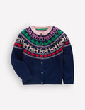 Edie Fair Isle Cardigan-Medieval blue sparkle multi
