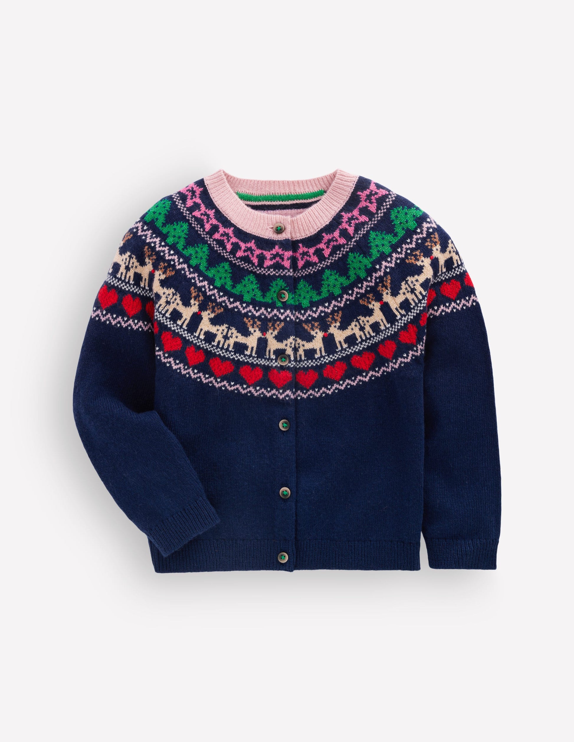 Edie Fair Isle Cardigan-Medieval blue sparkle multi-1