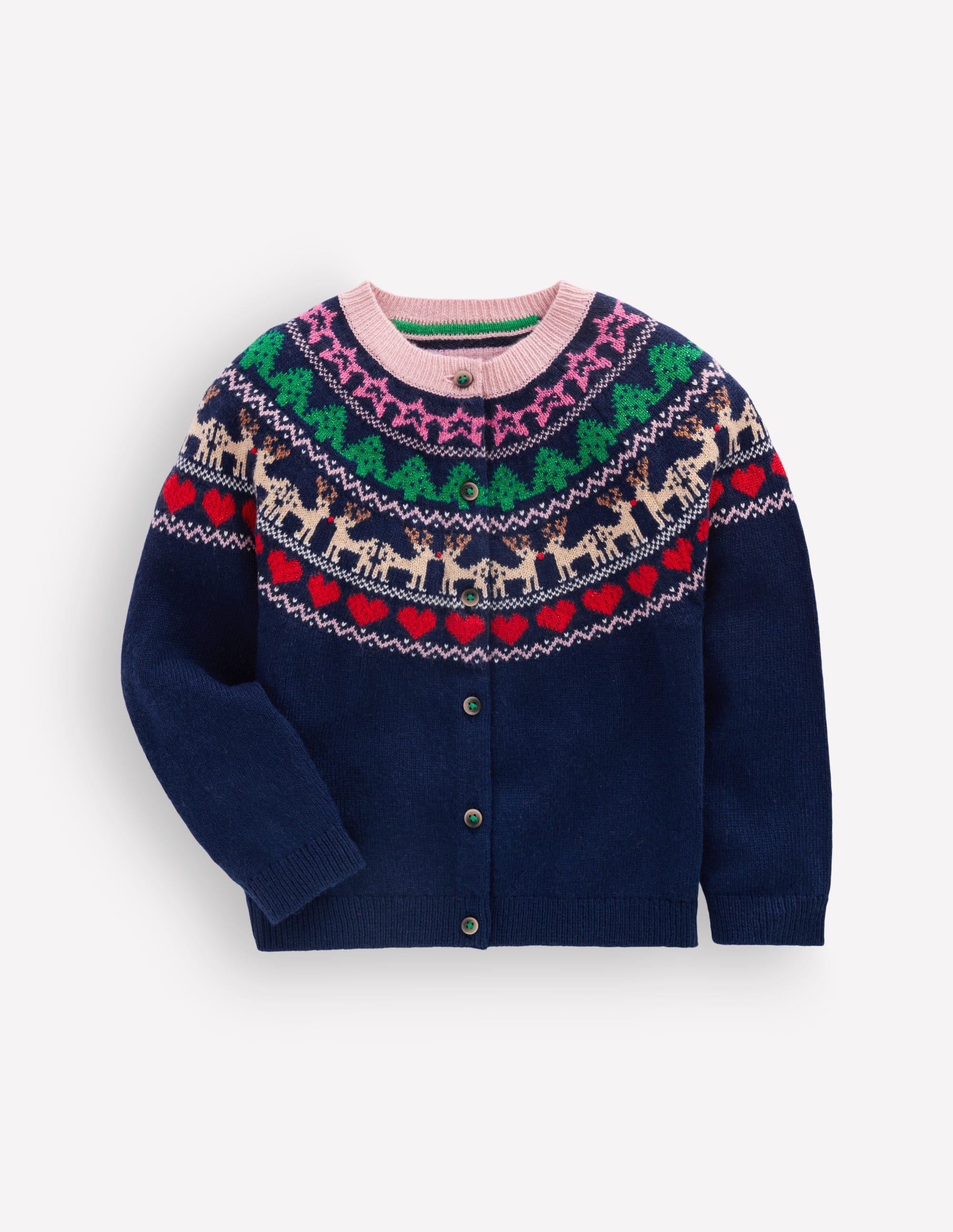 Edie Fair Isle Cardigan-Medieval blue sparkle multi - Image 1
