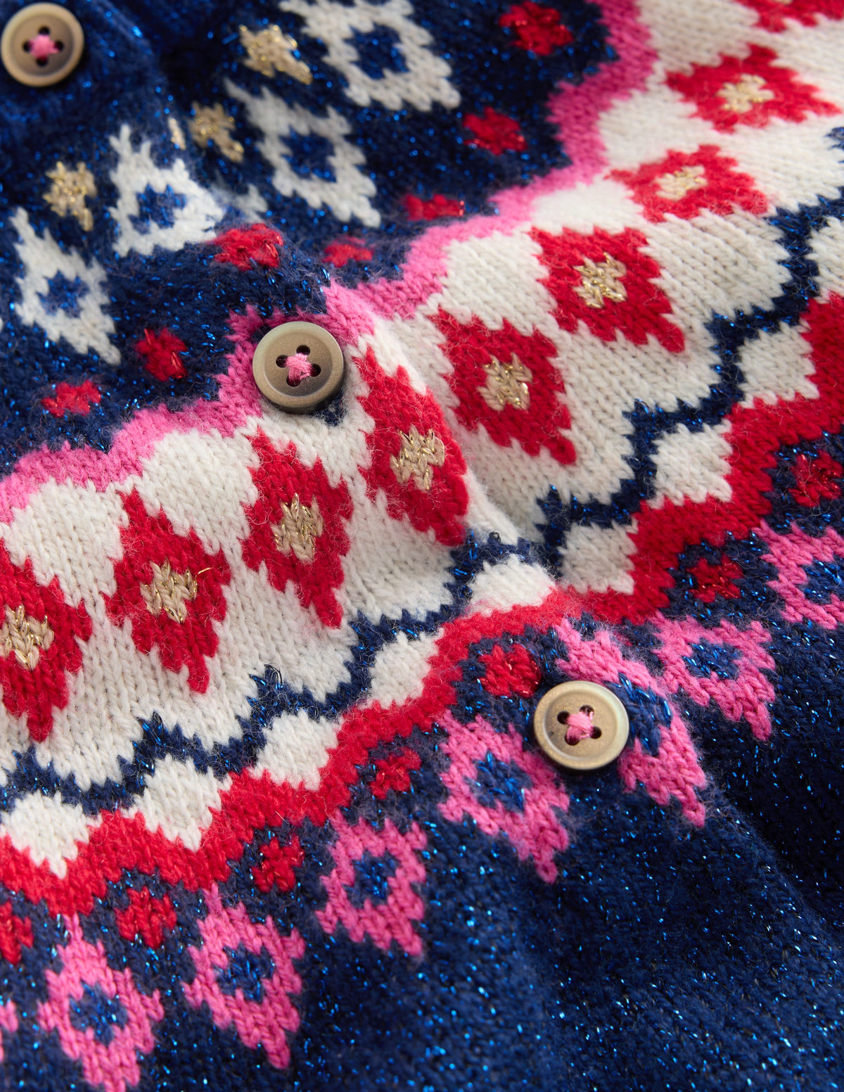 Edie Fair Isle Cardigan-Navy Sparkle - Image 3