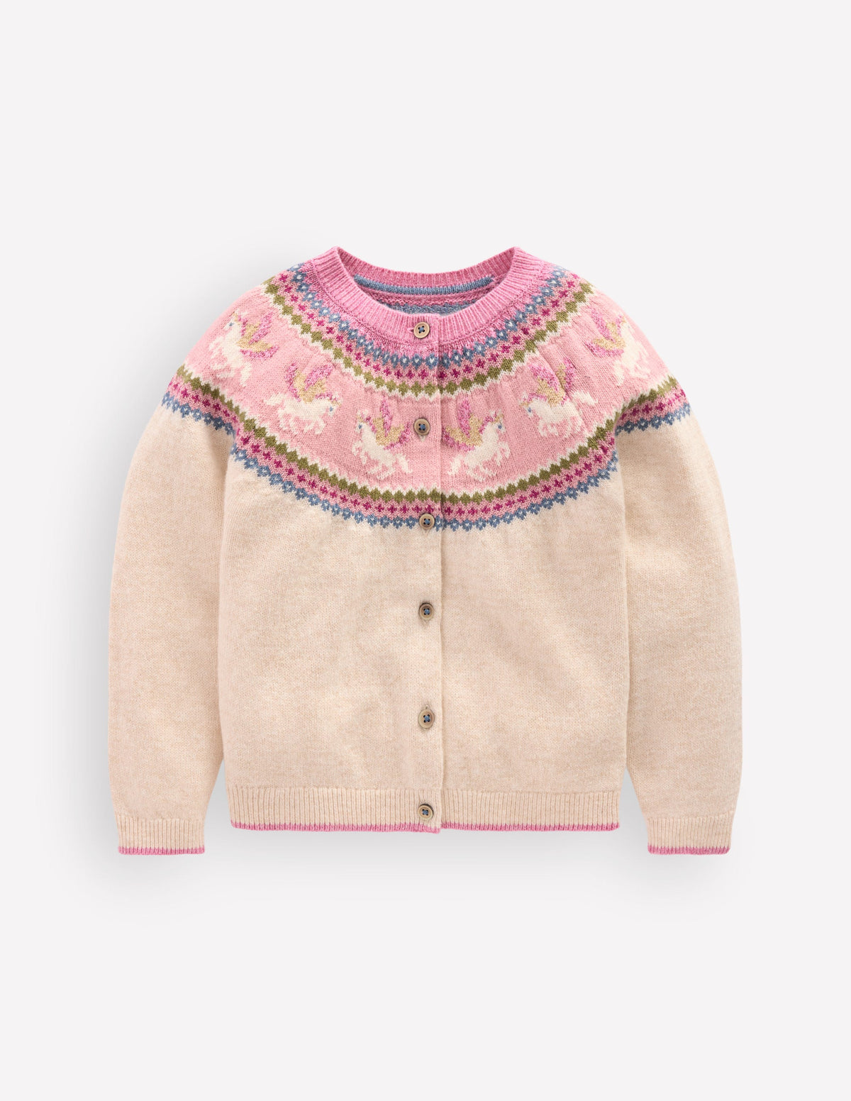 Edie Fair Isle Cardigan-Oatmeal Marl Pegasus - Image 1
