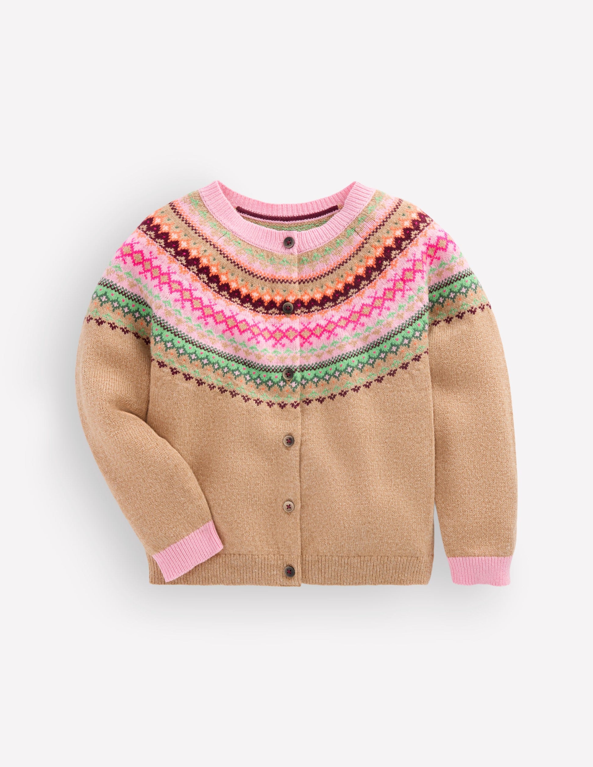 Edie Fair Isle Cardigan-Camel Multi Yoke-5