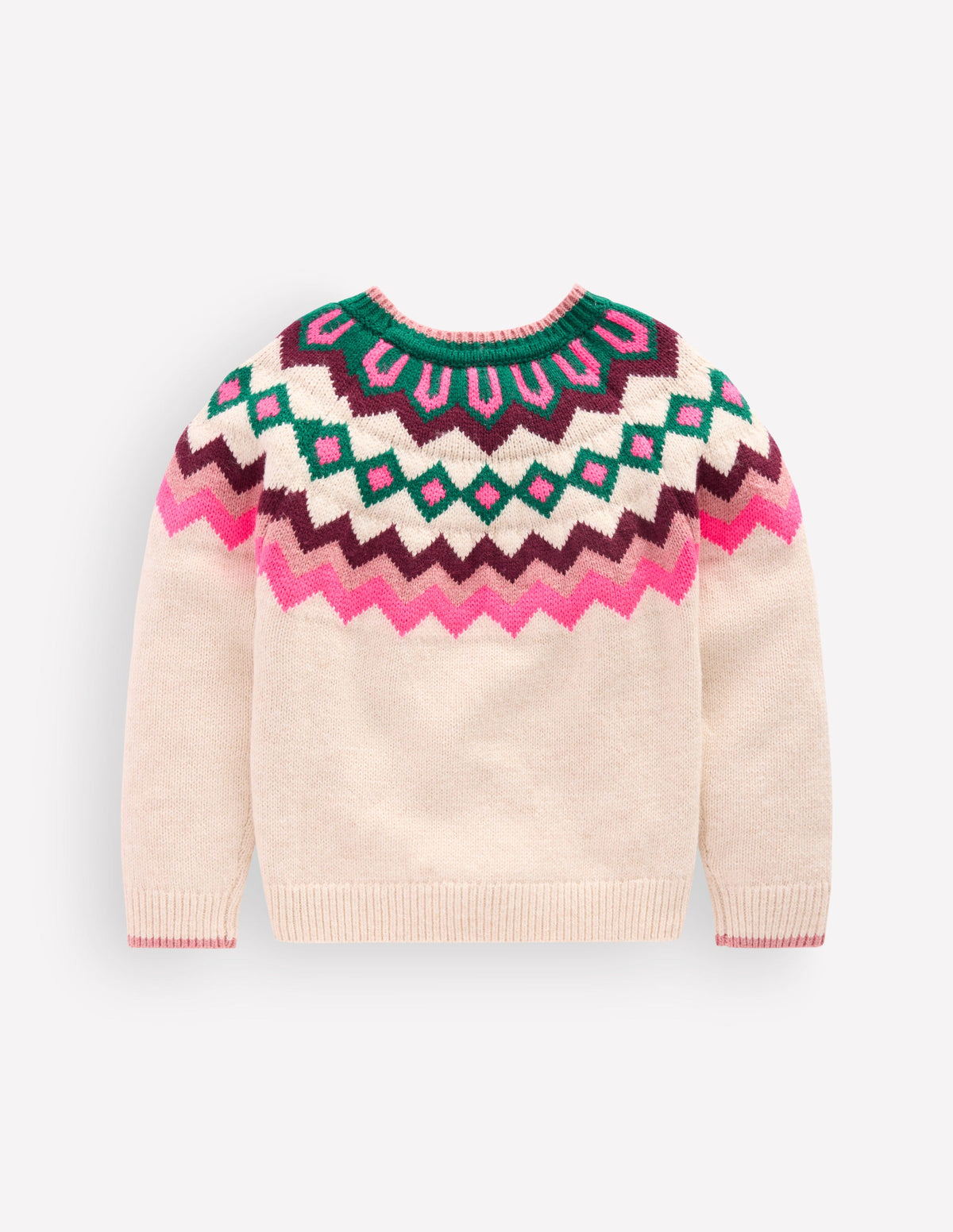 Eleanor Fair Isle Jumper-Oatmeal Marl - Image 3