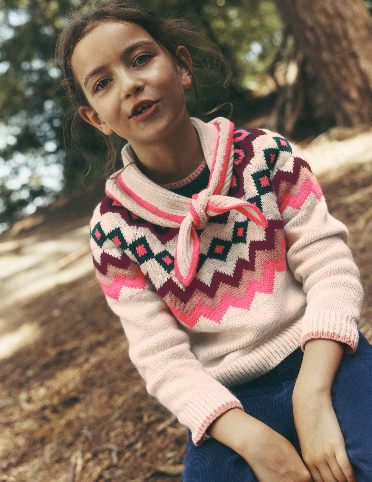 Eleanor Fair Isle Jumper-Oatmeal Marl - Image 1