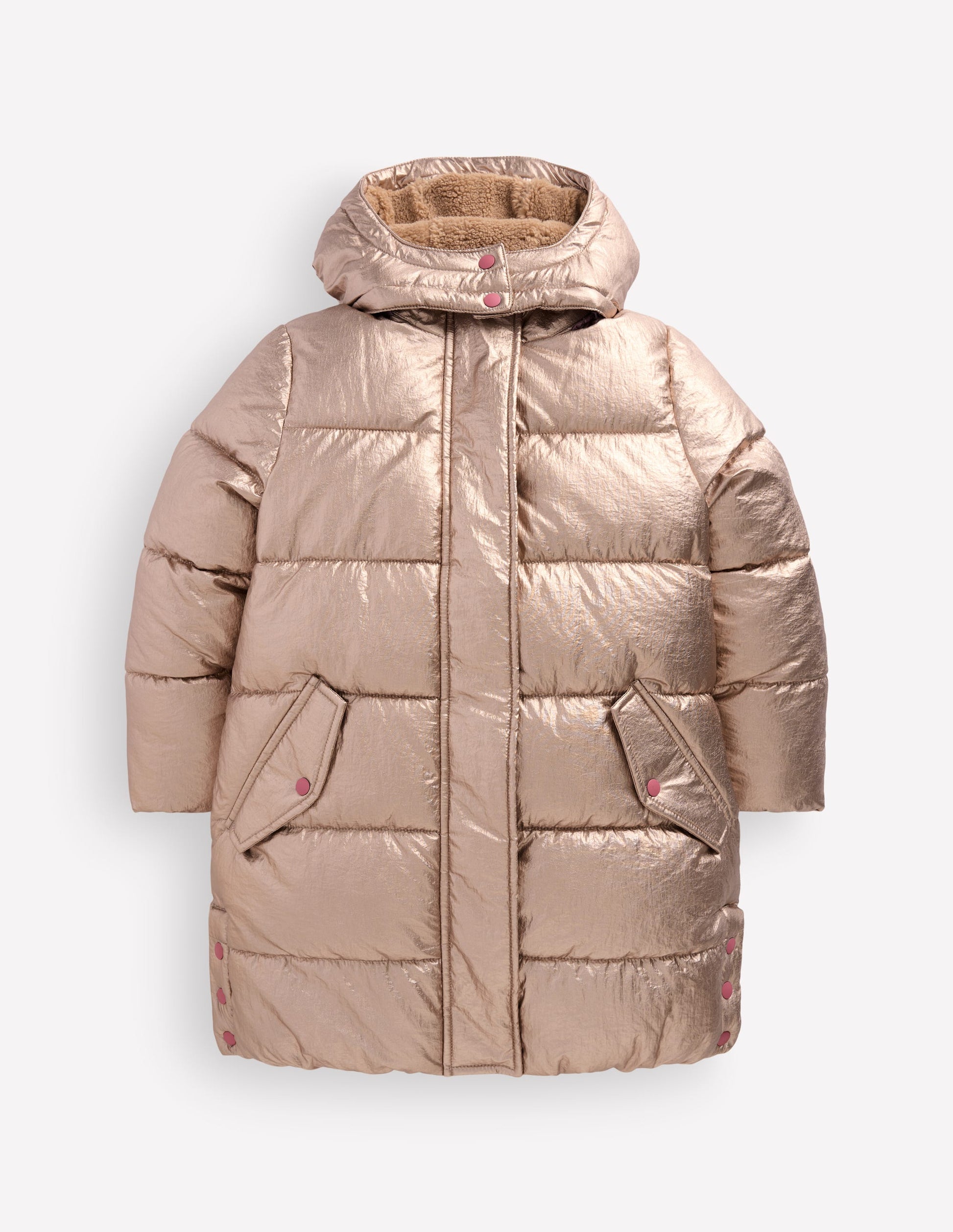 Longline Padded Coat-Gold Metallic-7