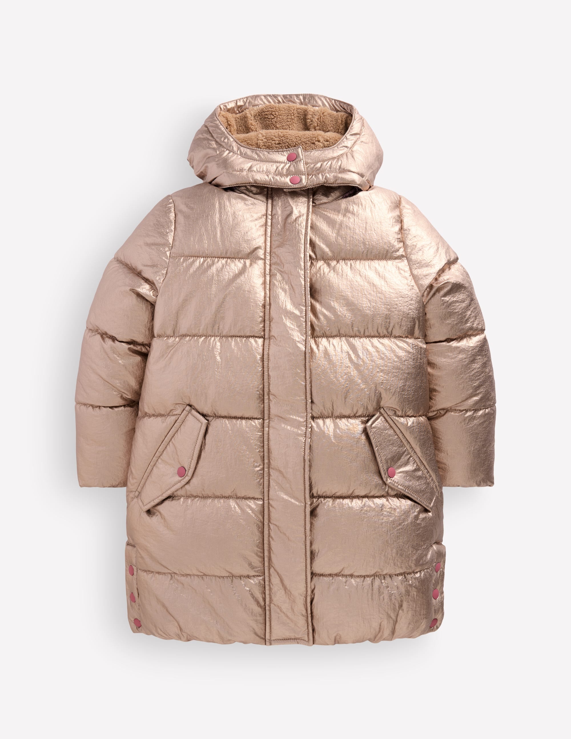 Longline Padded Coat-Gold Metallic - Image 7