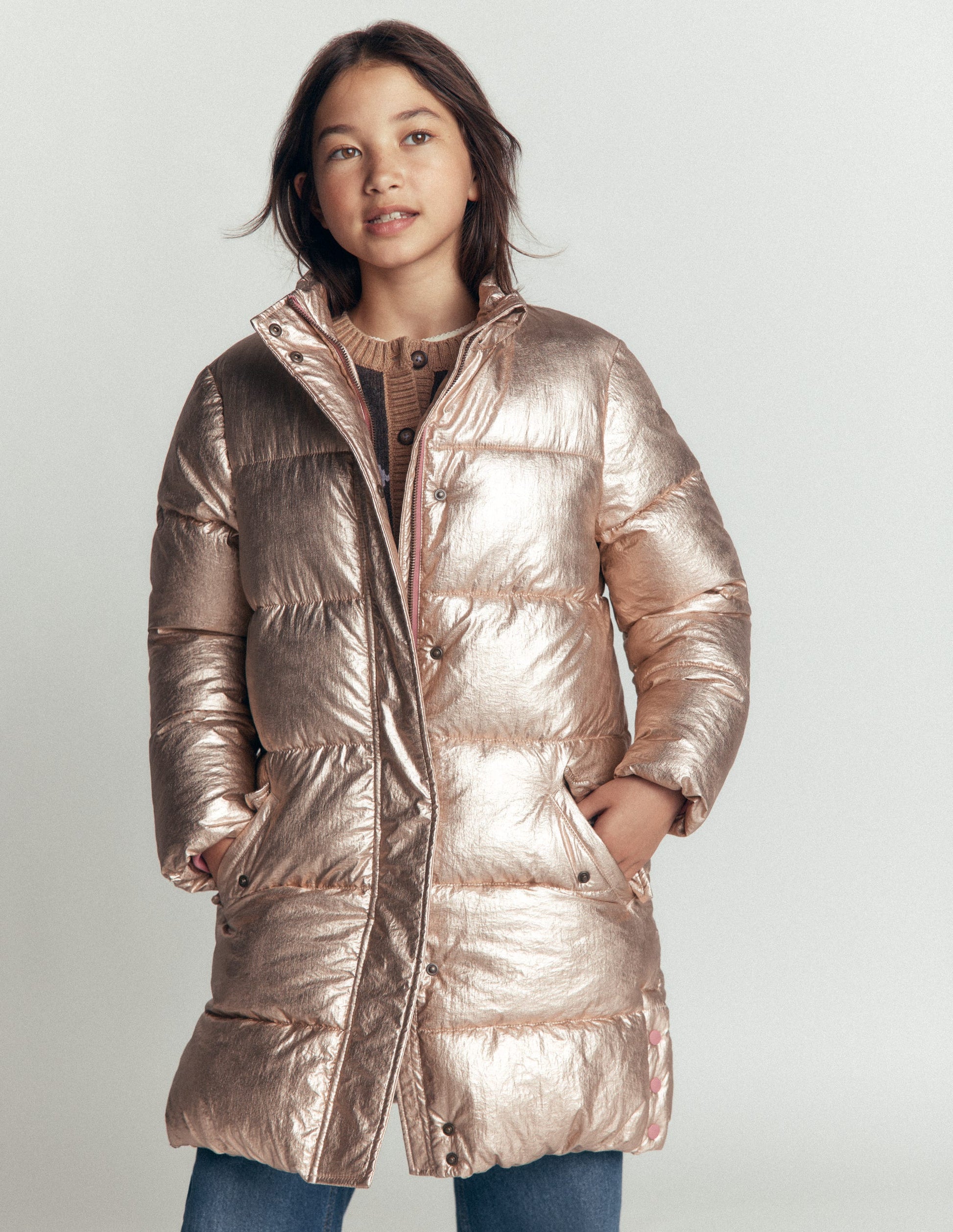 Longline Padded Coat-Gold Metallic-4