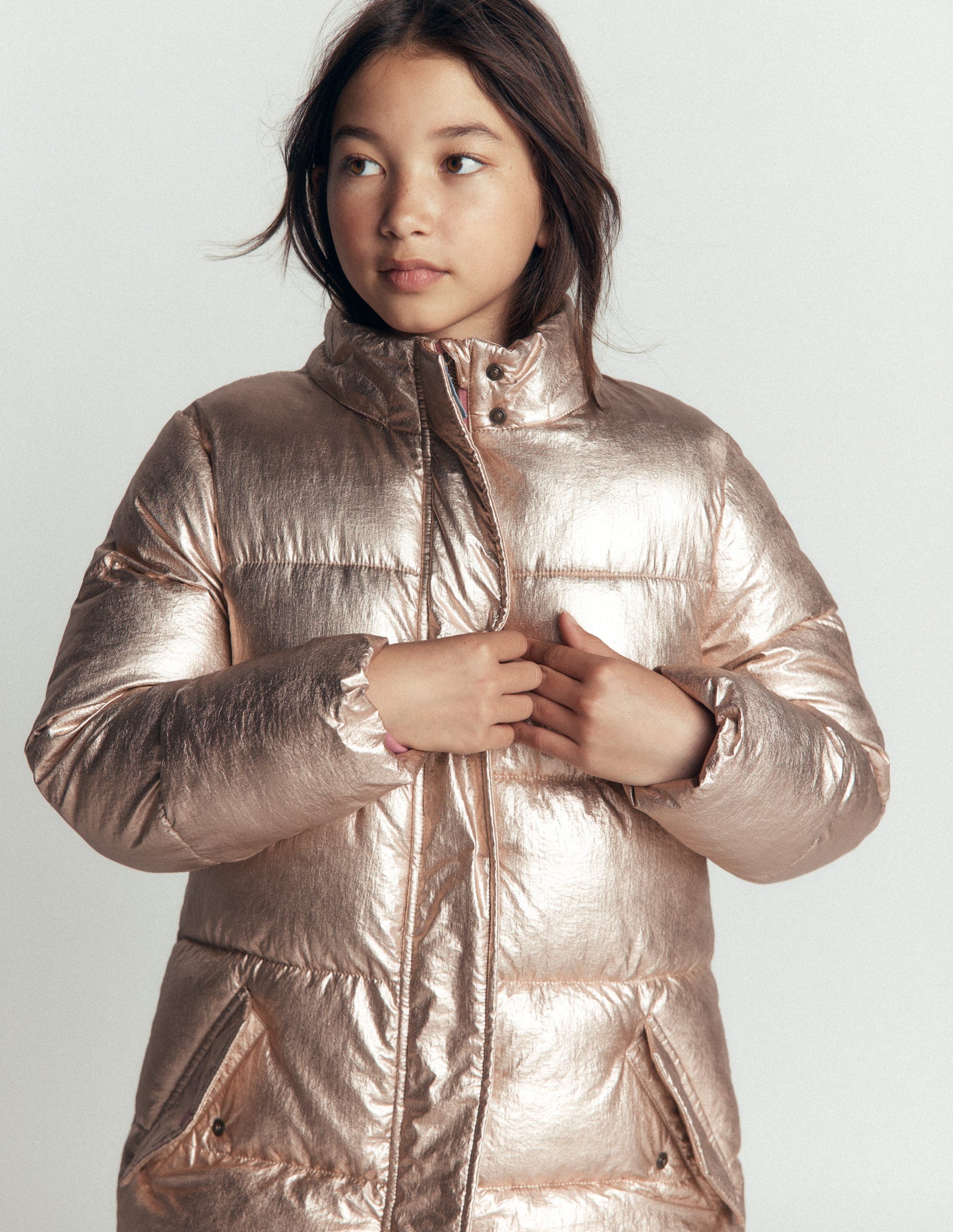 Longline Padded Coat-Gold Metallic-5