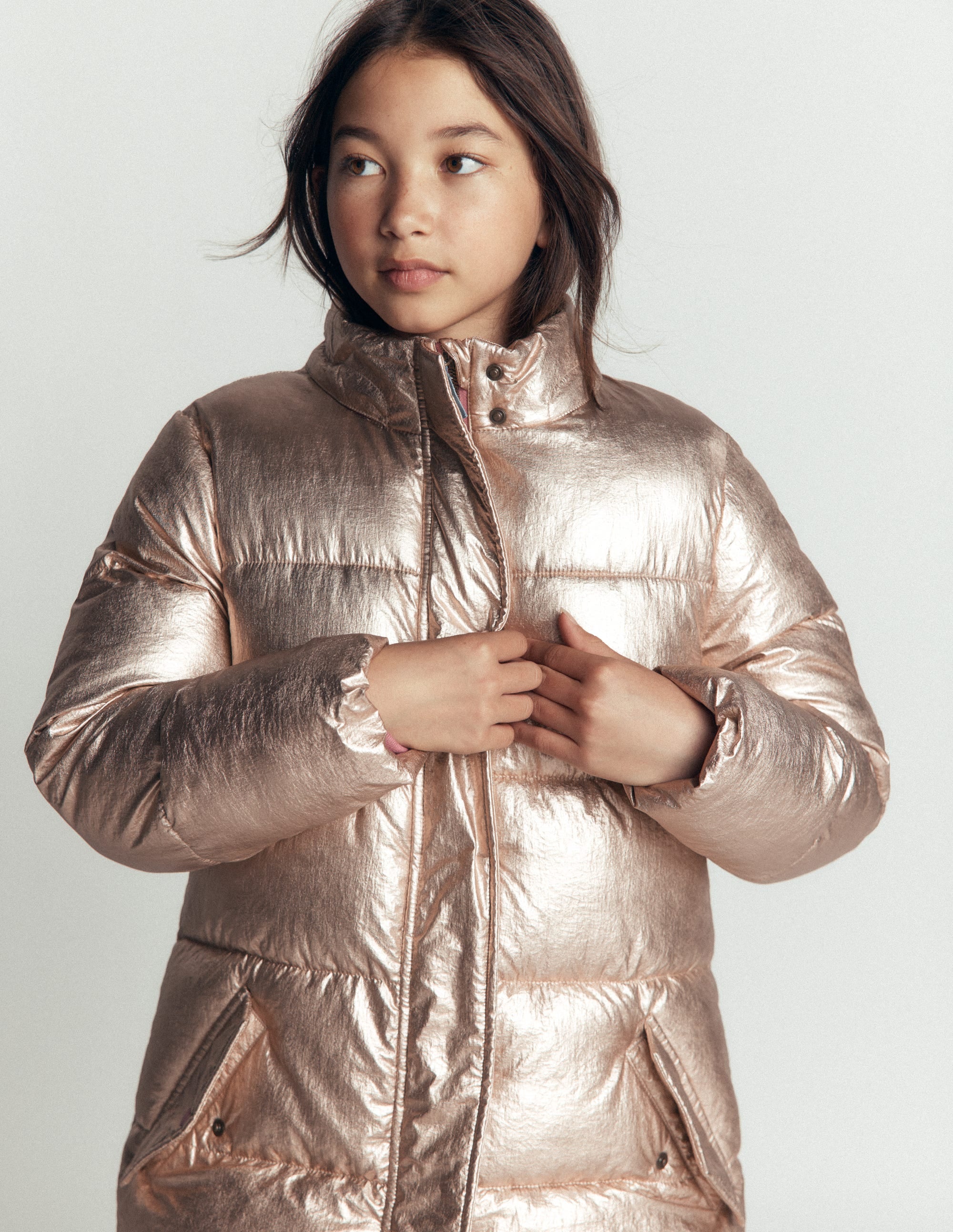 Longline Padded Coat-Gold Metallic - Image 5