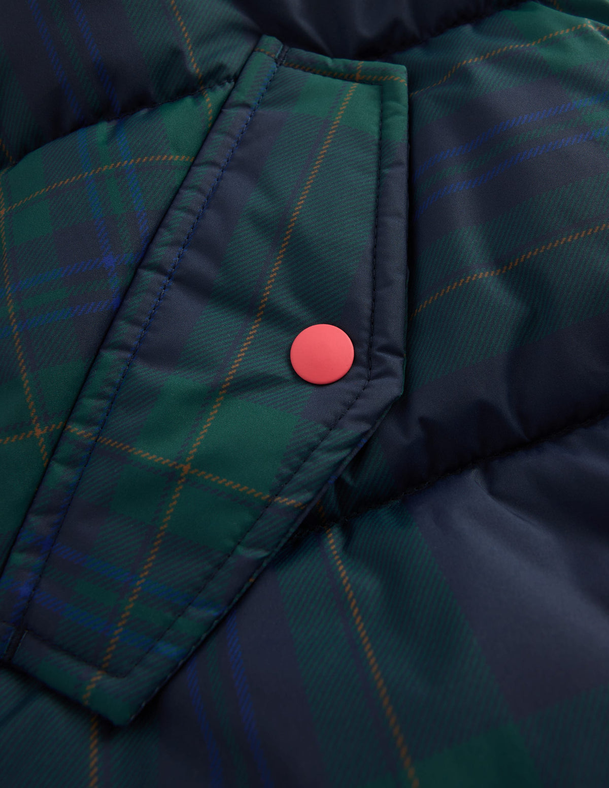 Longline Padded Coat-Blue Check-3
