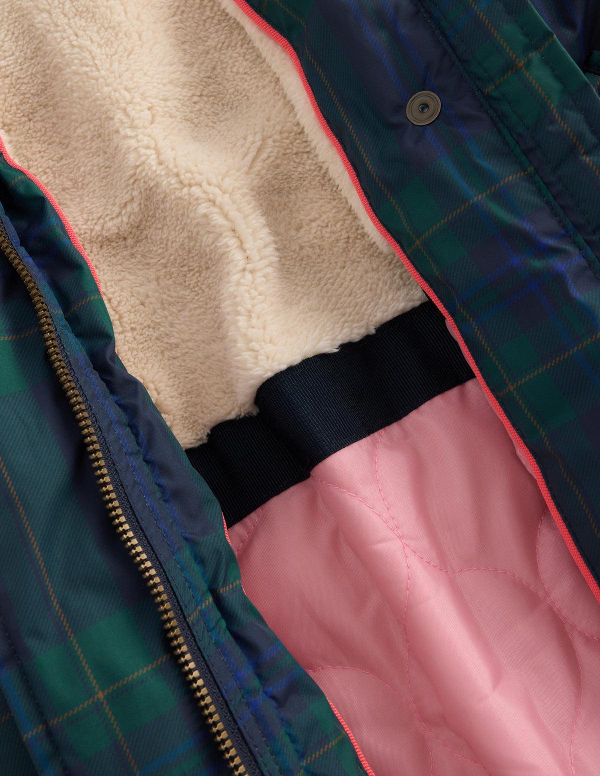 Longline Padded Coat-Blue Check-5