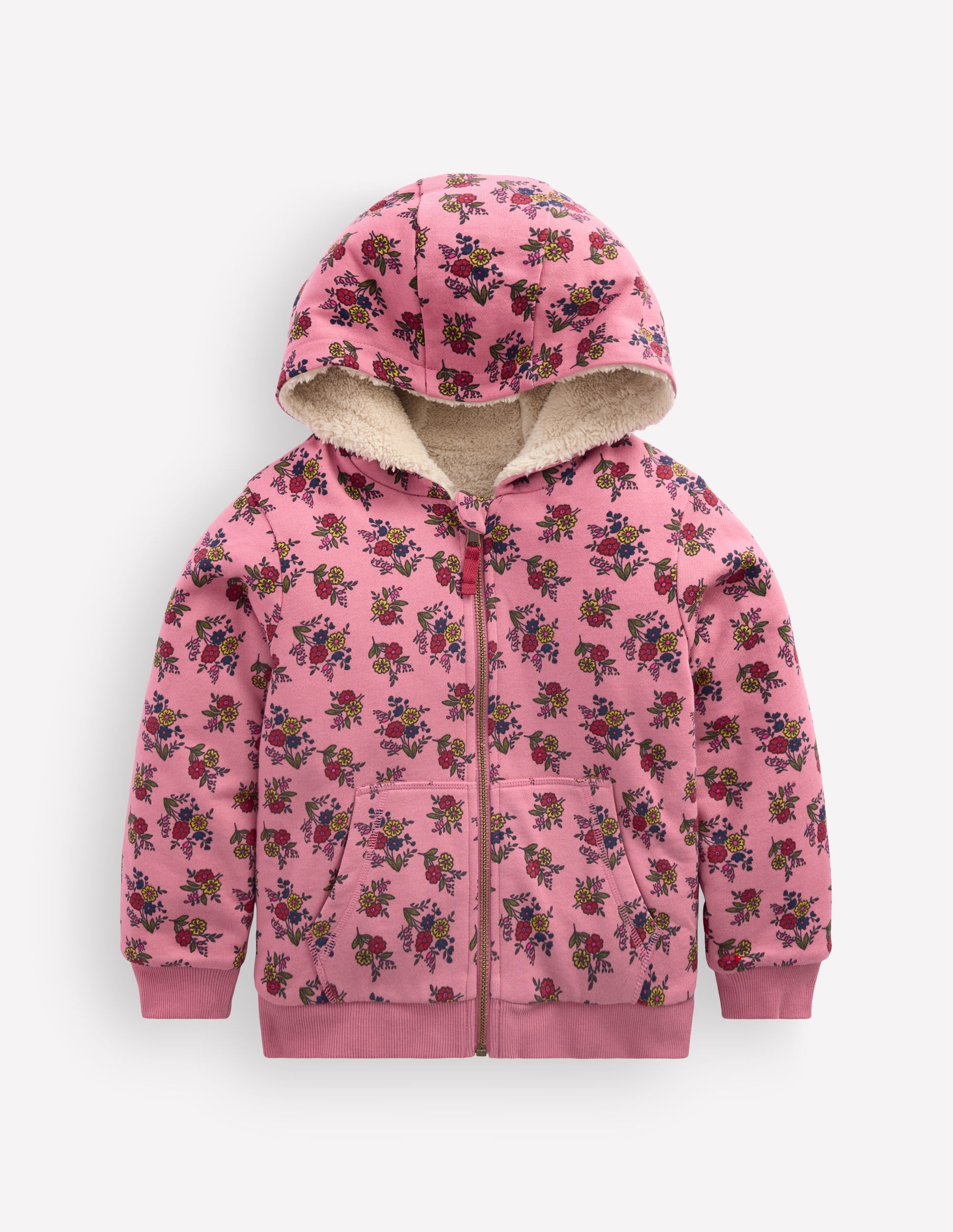Reversible Borg Hoodie-Dusty Rose Sprouting Garden - Image 1