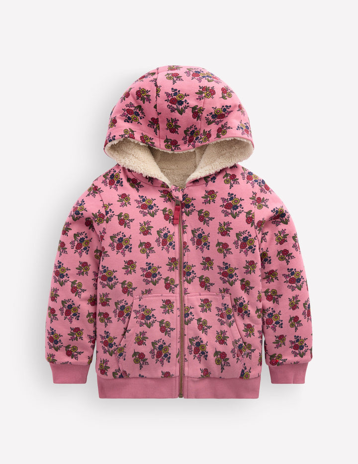 Reversible Borg Hoodie-Dusty Rose Sprouting Garden