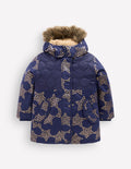 Joni Quilted Parka Coat-College Navy Foil Star