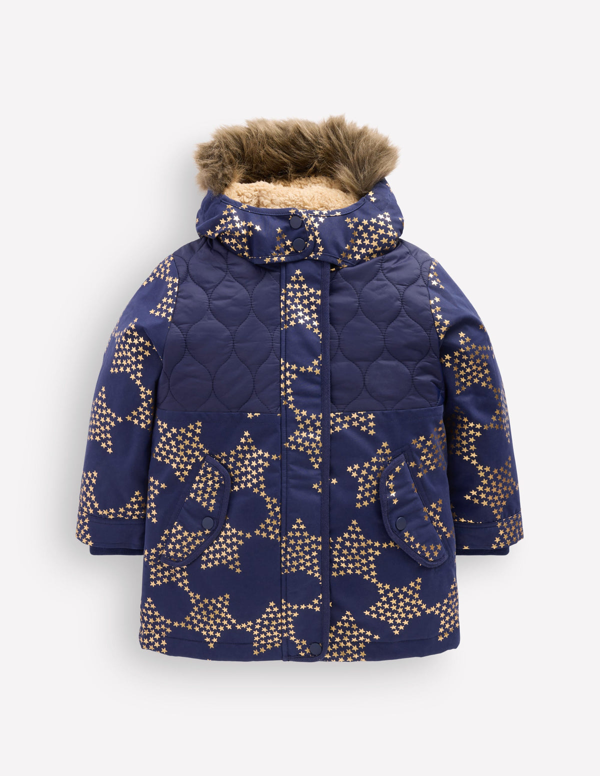 Joni Quilted Parka Coat-College Navy Foil Star - Image 1
