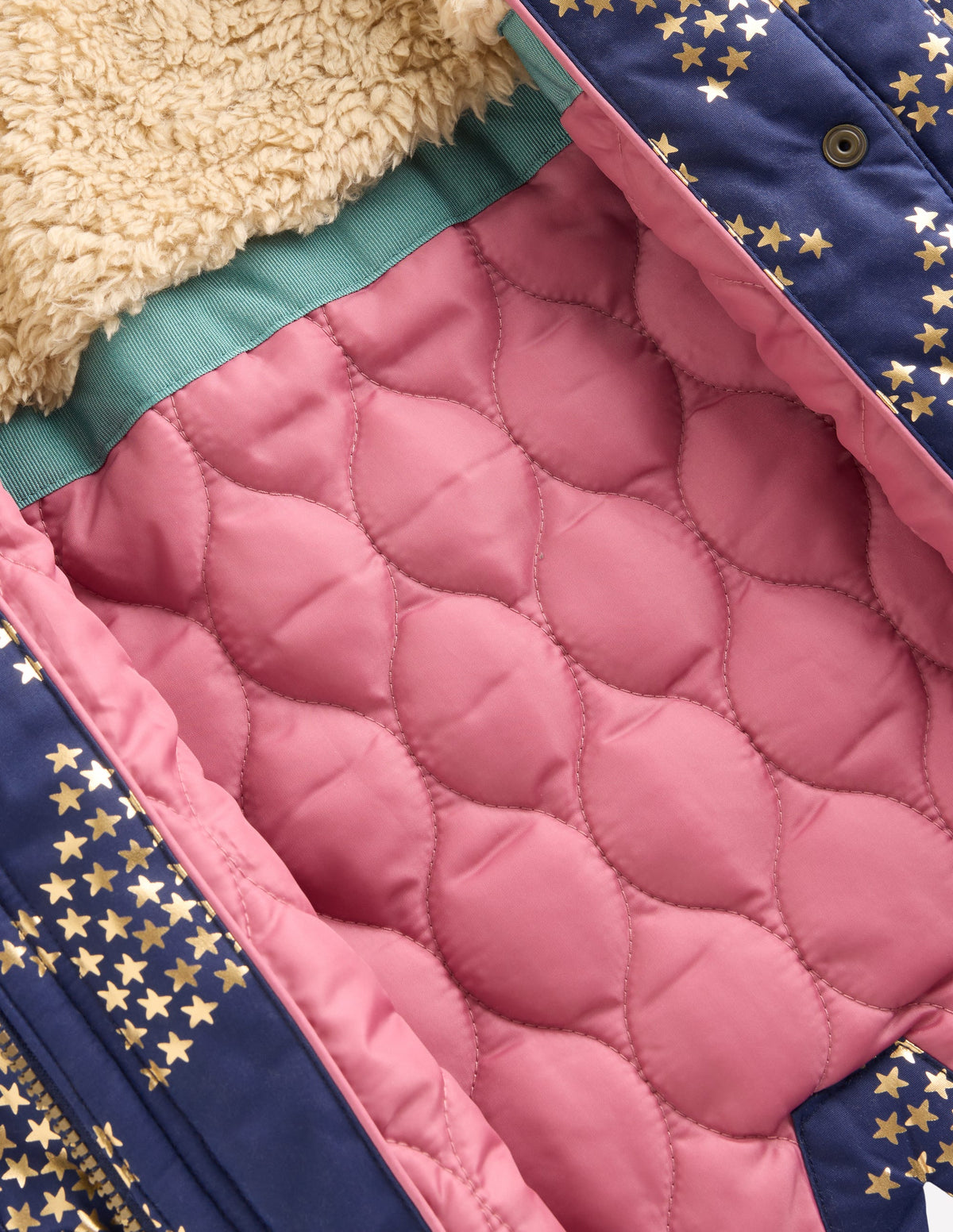Joni Quilted Parka Coat-College Navy Foil Star-5