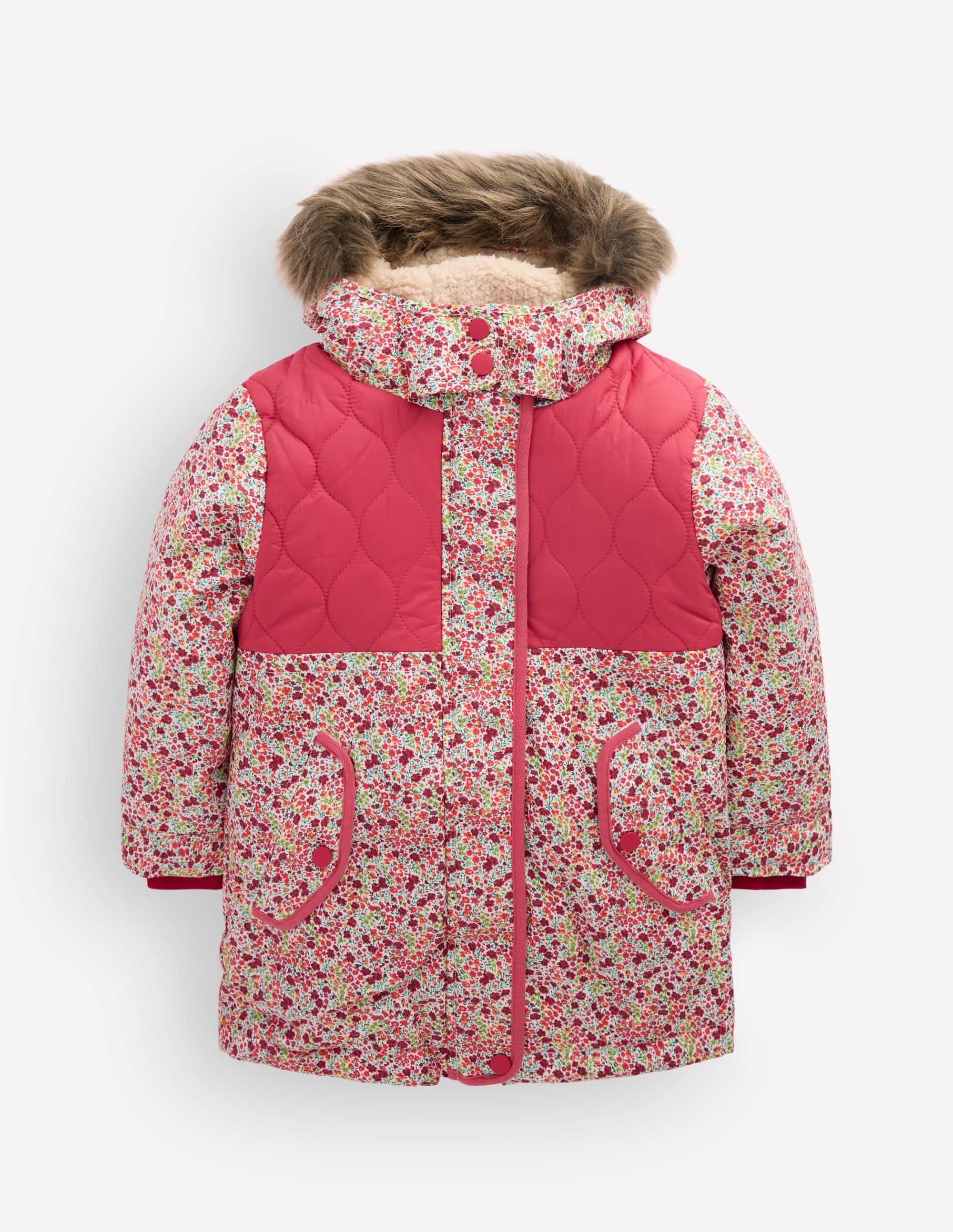 Joni Quilted Parka Coat-Floral - Image 1