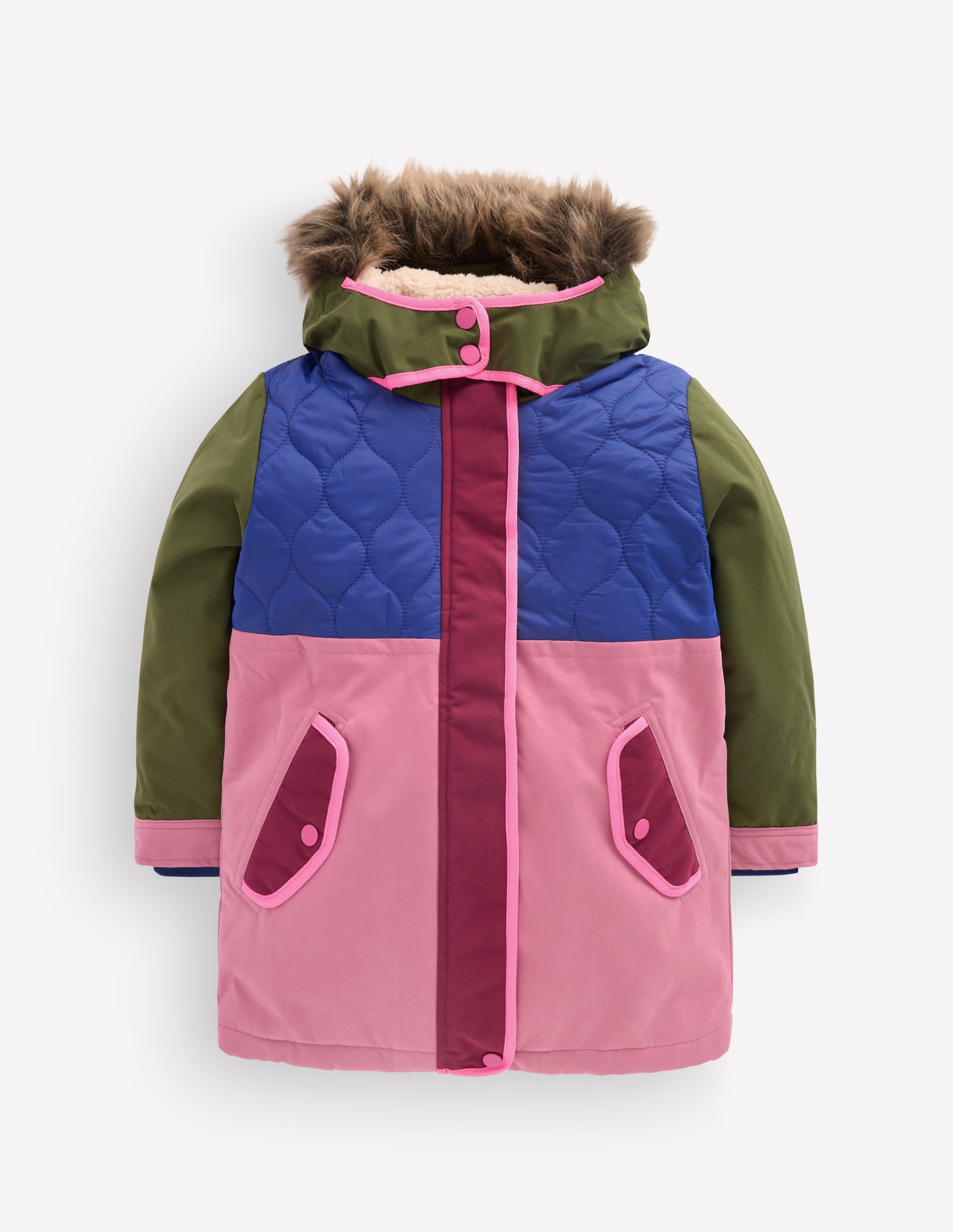 Joni Quilted Parka Coat-Multi Colourblock - Image 7