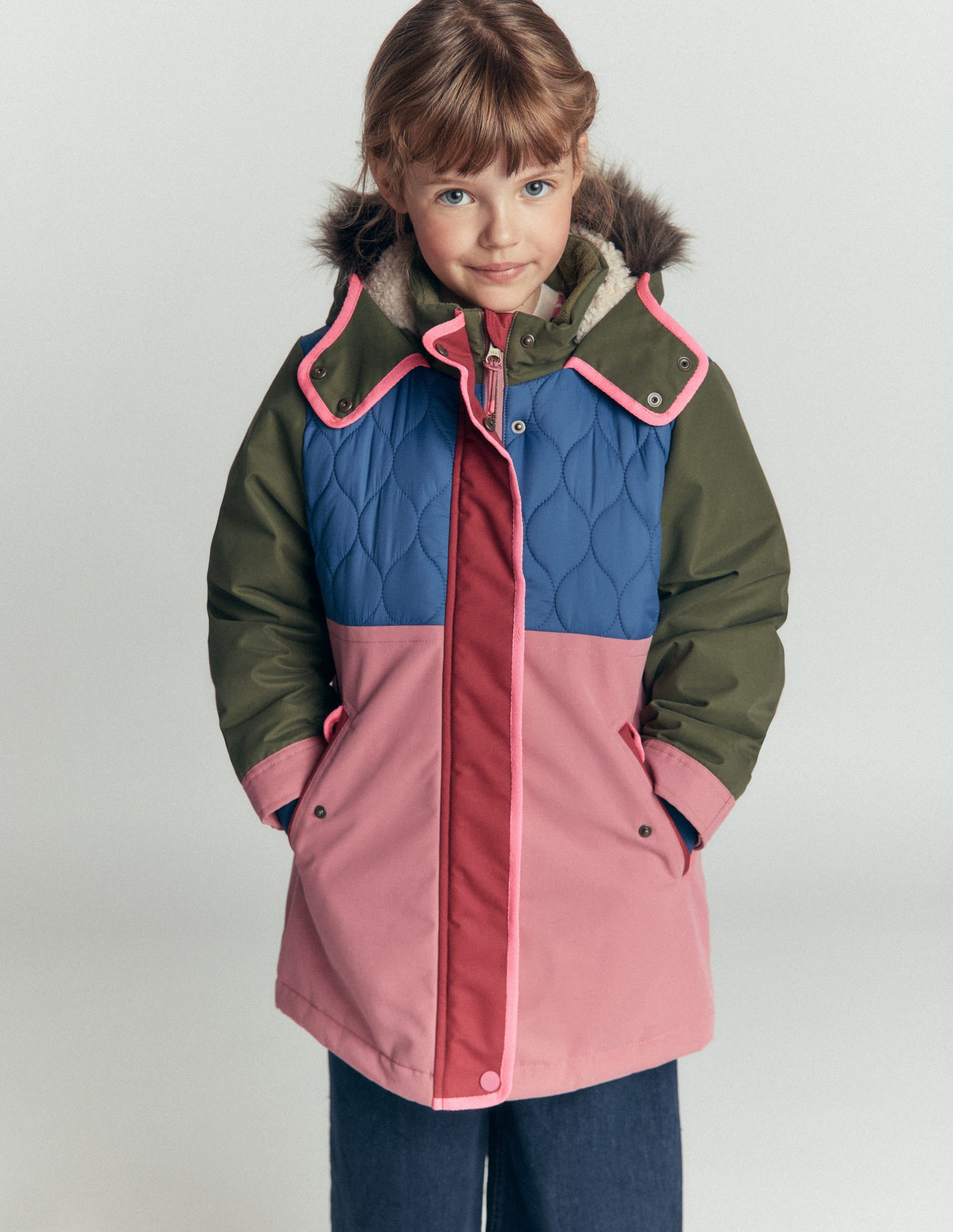 Joni Quilted Parka Coat-Multi Colourblock - Image 2