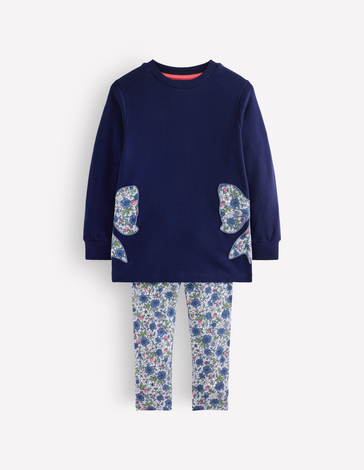 Fun Sweatshirt Tunic Set-Navy Bows