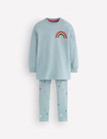 Fun Sweatshirt Tunic Set-Blue Rainbow