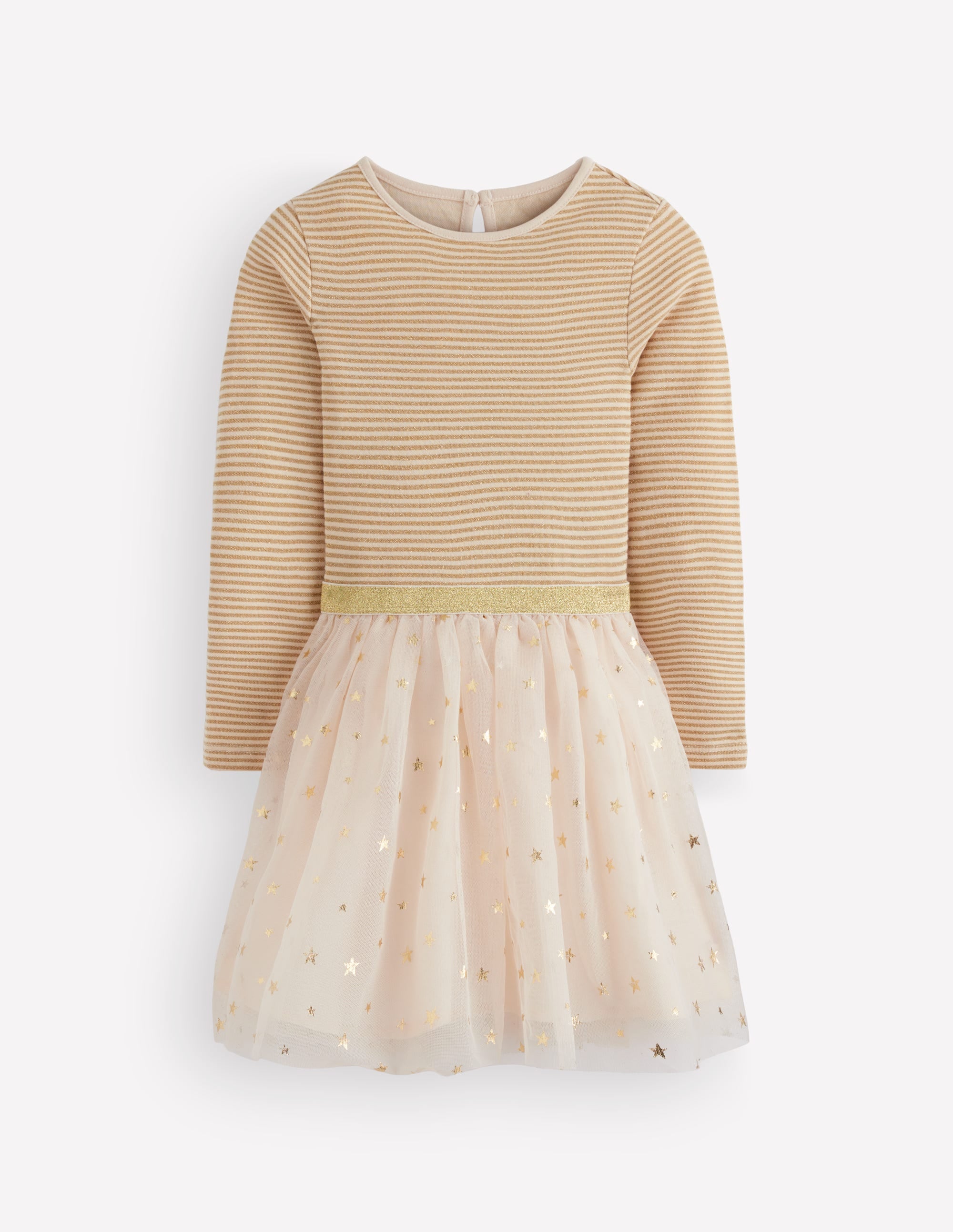 Twirly Tulle Mix Dress-Ivory/Gold - Image 1