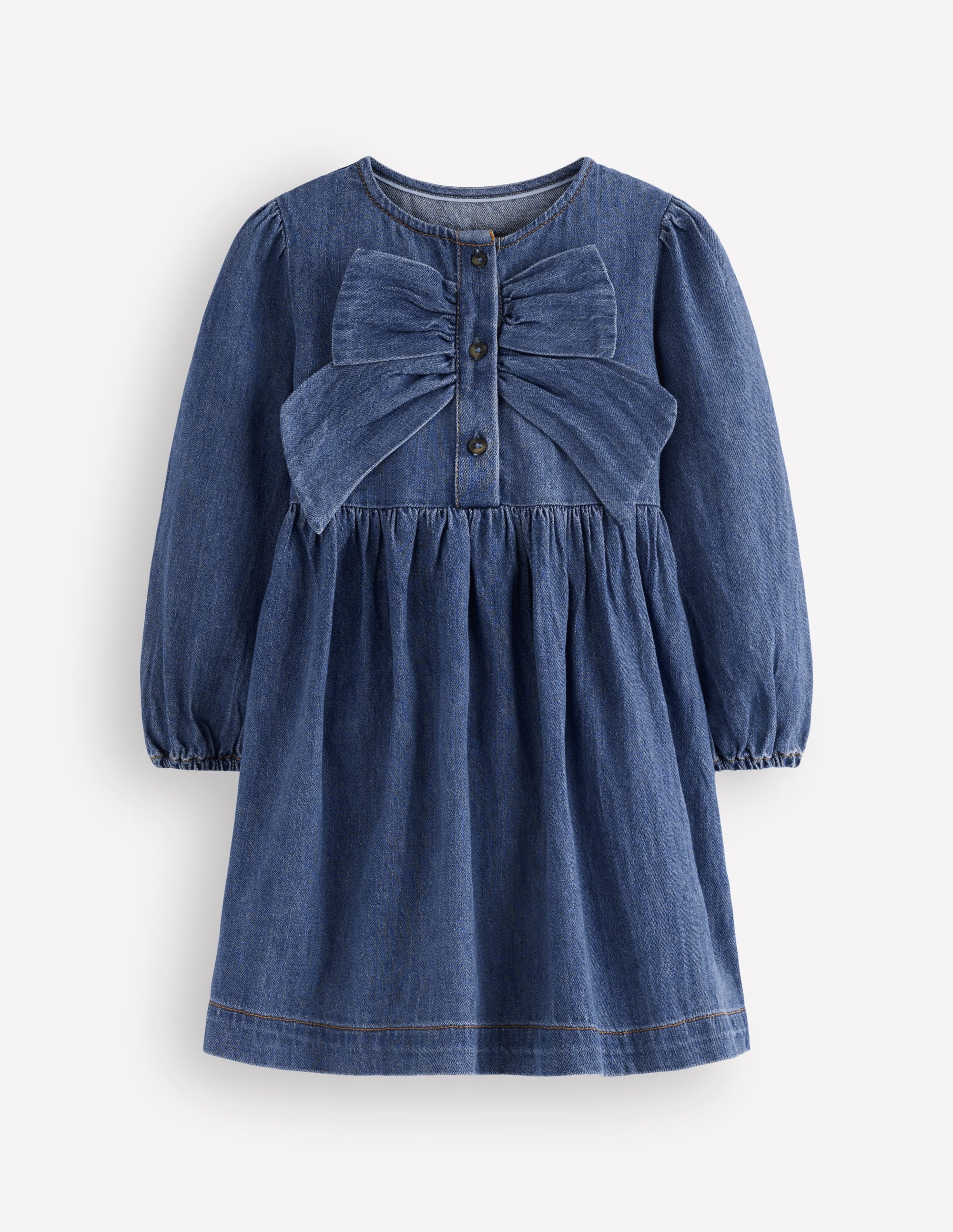 Noah Button-through Bow Dress-Mid Vintage - Image 1