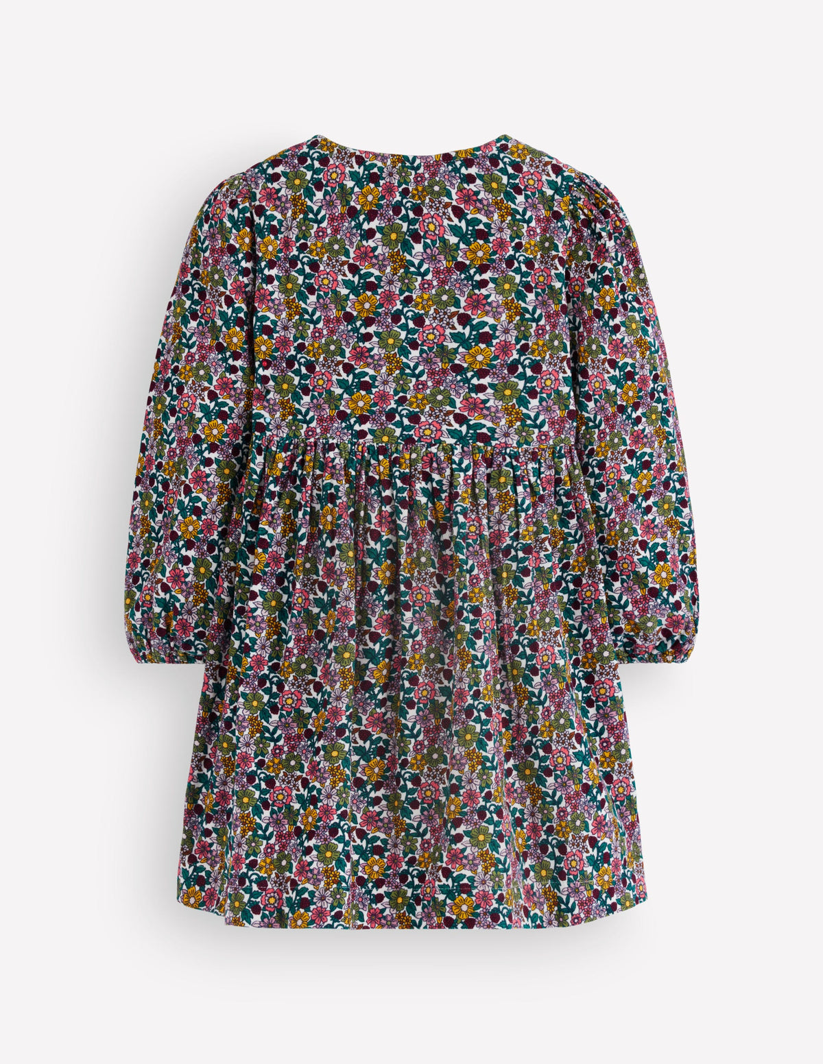 Norah Button-through Bow Dress-Floral Corduroy-3