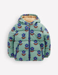 Fun Padded Coat-Oil Blue Flowers