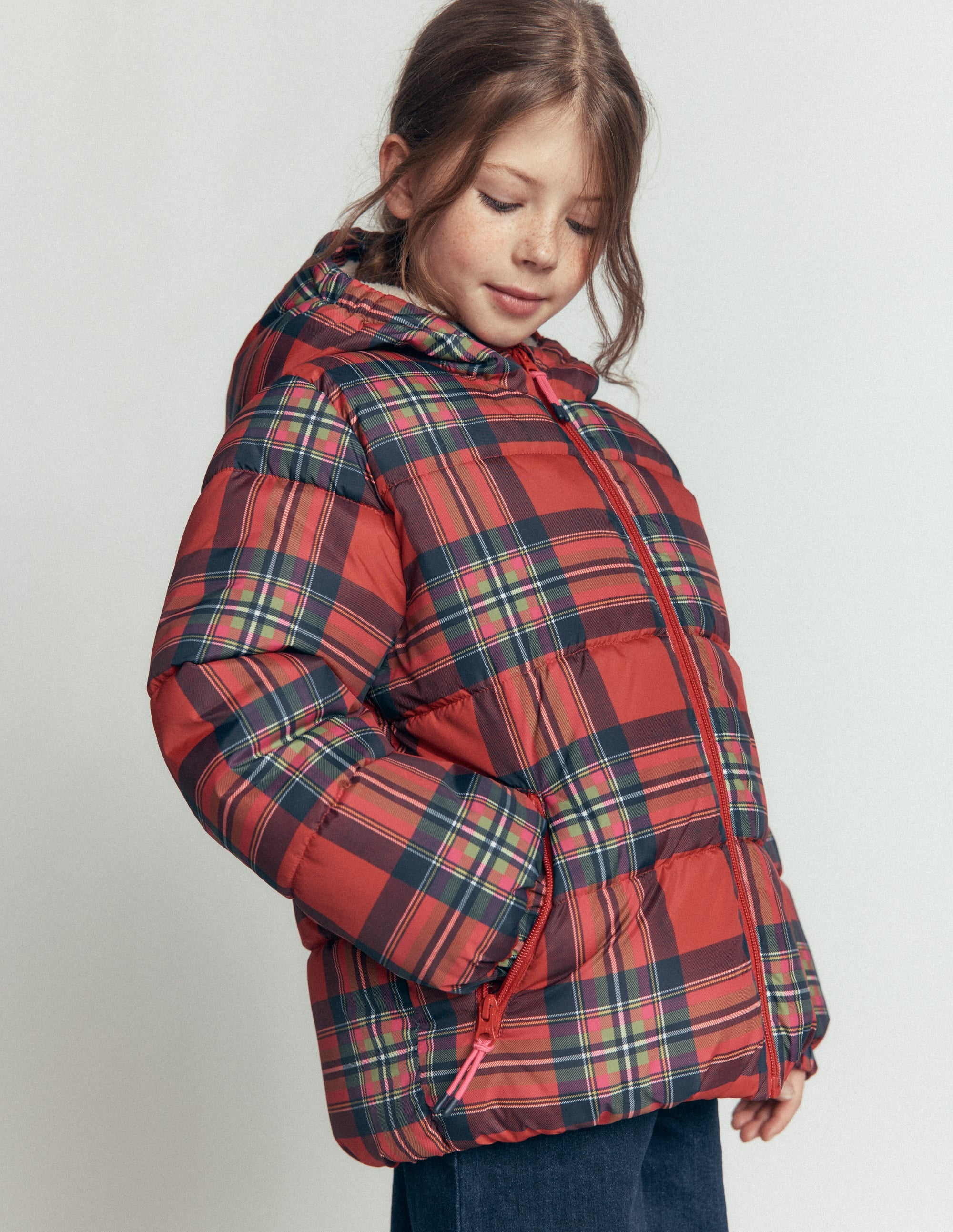 Fun Padded Coat-Red Check - Image 2