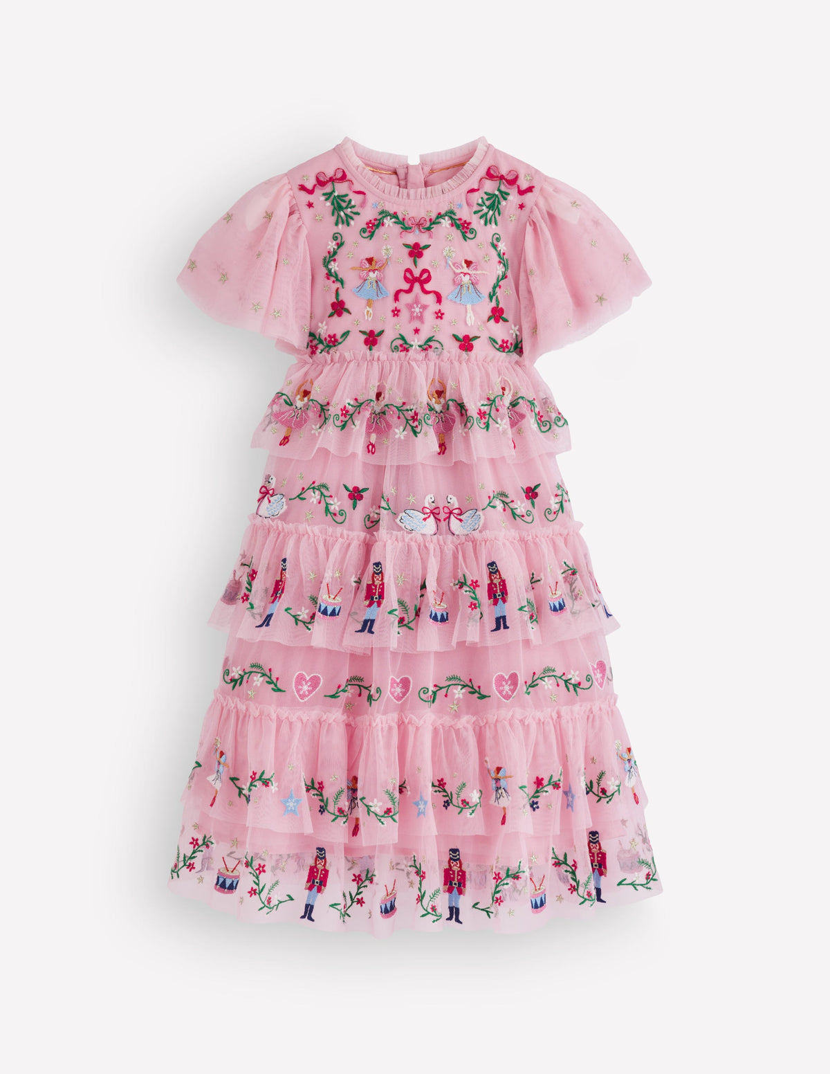 Embroidered Tulle Ruffle Dress-Zephyr-2