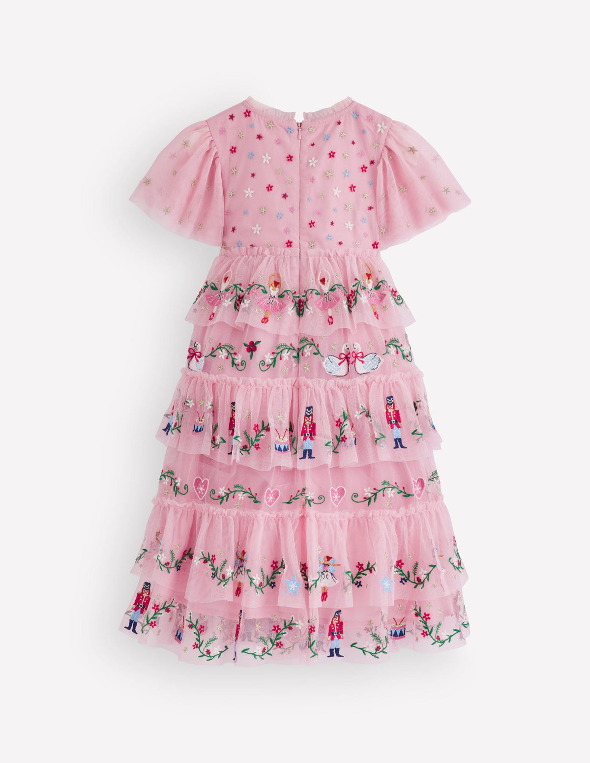 Embroidered Tulle Ruffle Dress-Zephyr-3