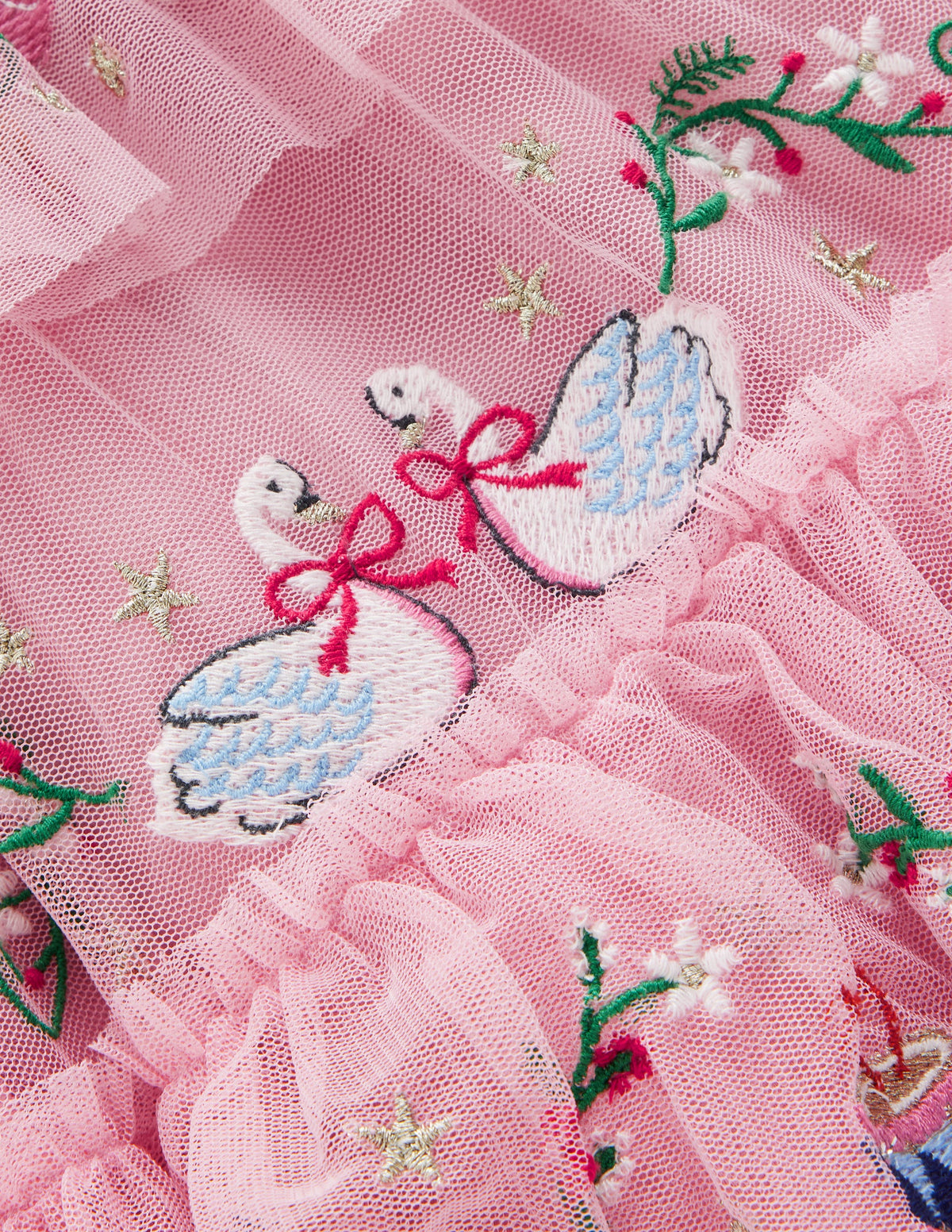 Embroidered Tulle Ruffle Dress-Zephyr - Image 4