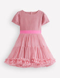 Velour Tulle Occasion Dress-Vintage Pink