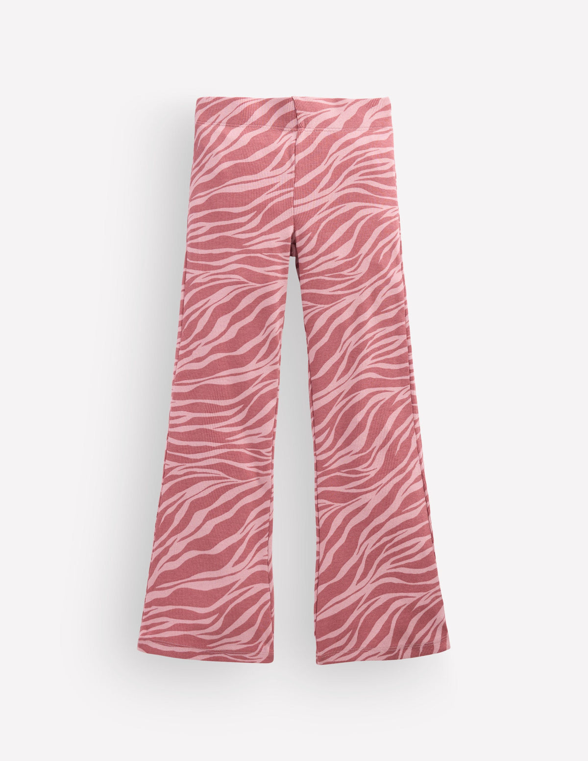 Ribbed Flared Leggings-Vintage Pink Zebra-1