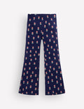 Ribbed Flared Leggings-Navy Spaced Flower
