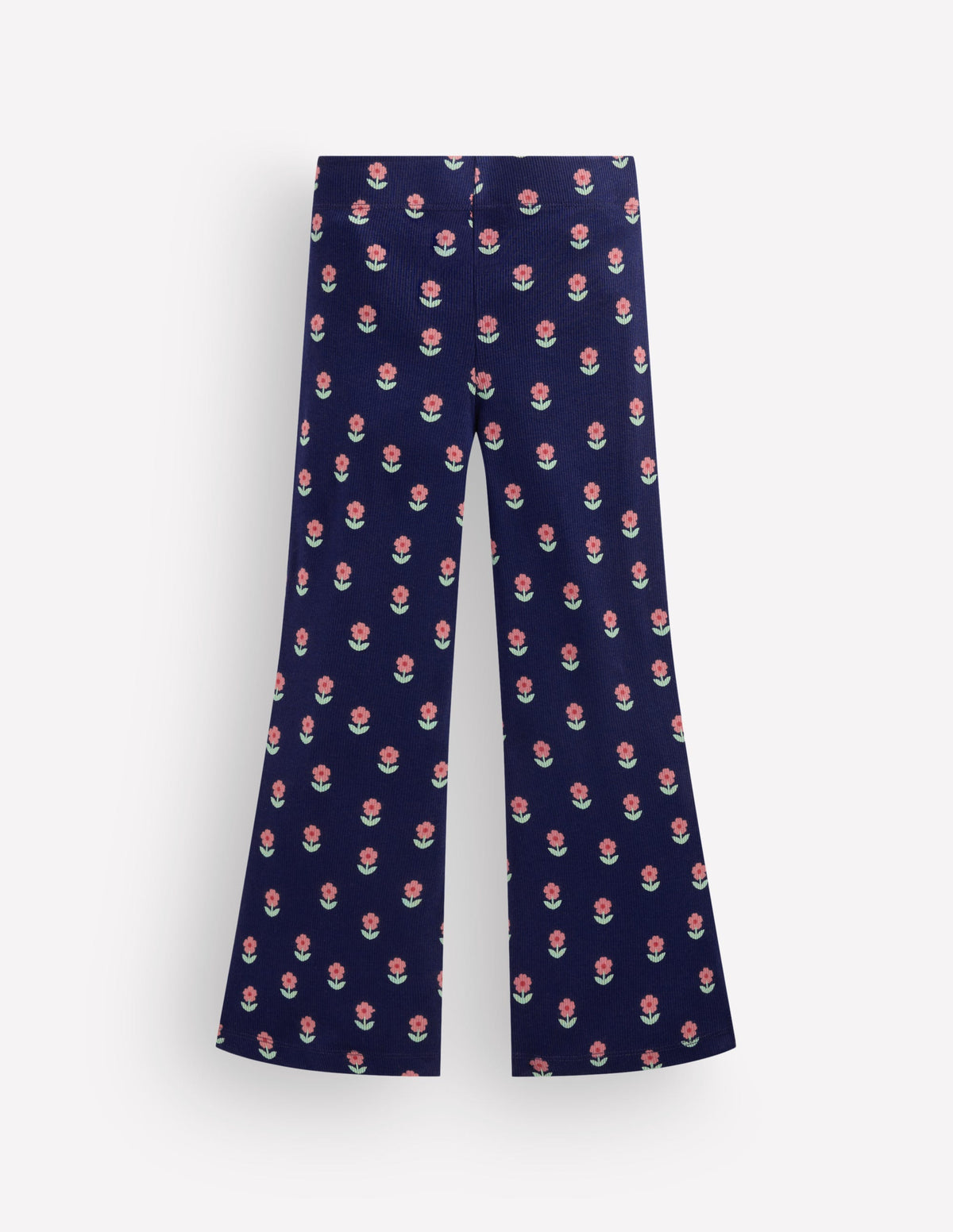 Ribbed Flared Leggings-Navy Spaced Flower-2
